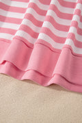 Pink Stripe Puff Short Sleeve T Shirt Matching Shorts Set