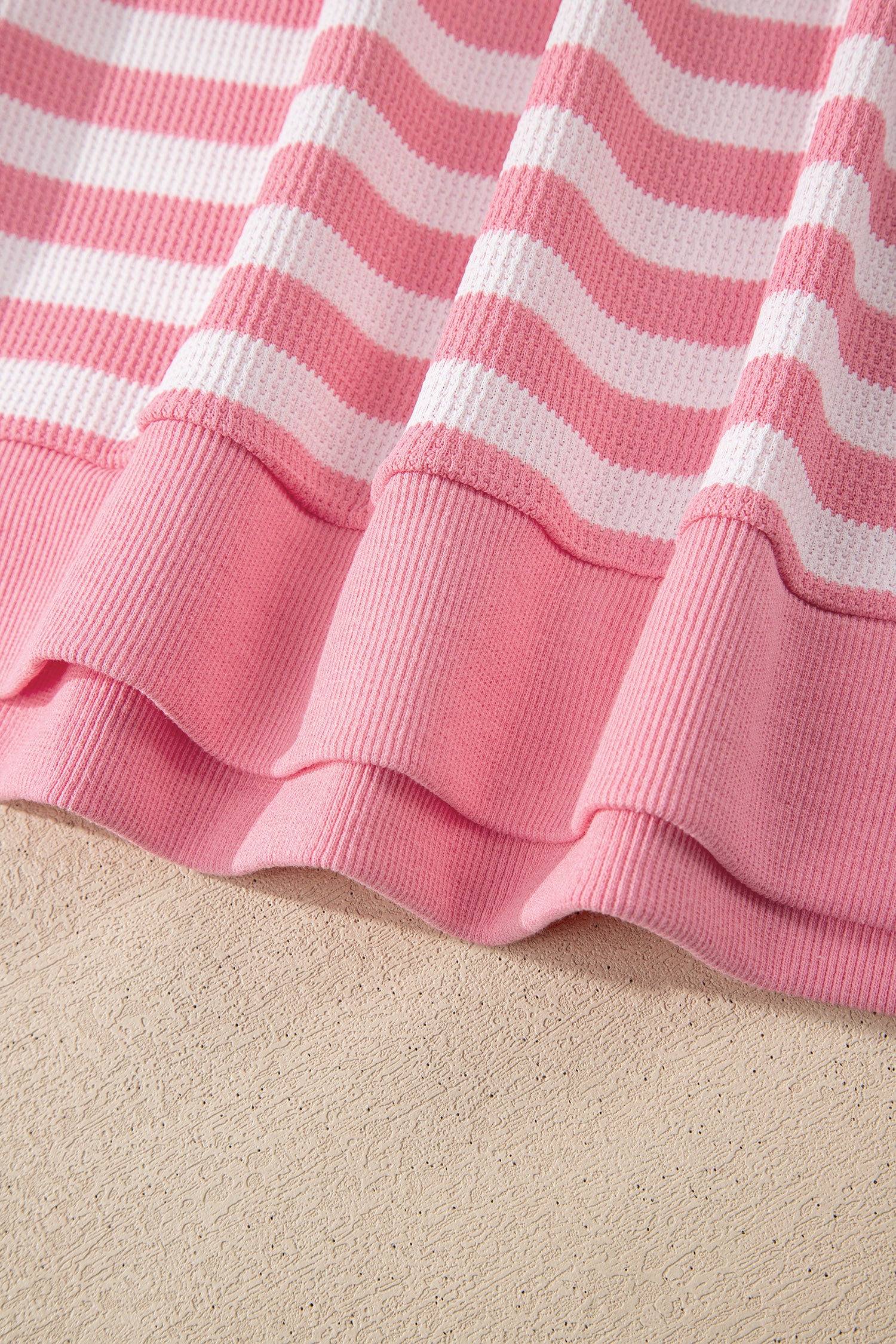 Pink Stripe Puff Short Sleeve T Shirt Matching Shorts Set