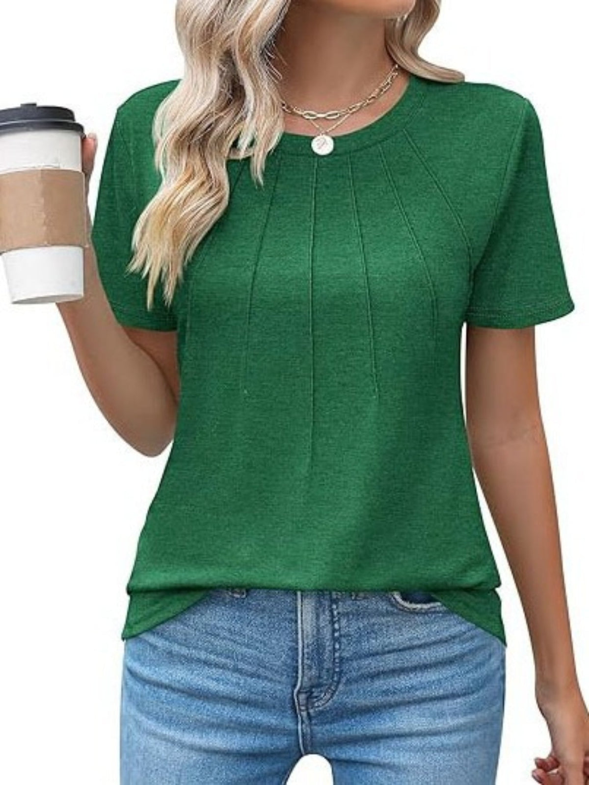 Women's Casual Short Sleeve T-Shirt - Solid Color Crew Neck Tee