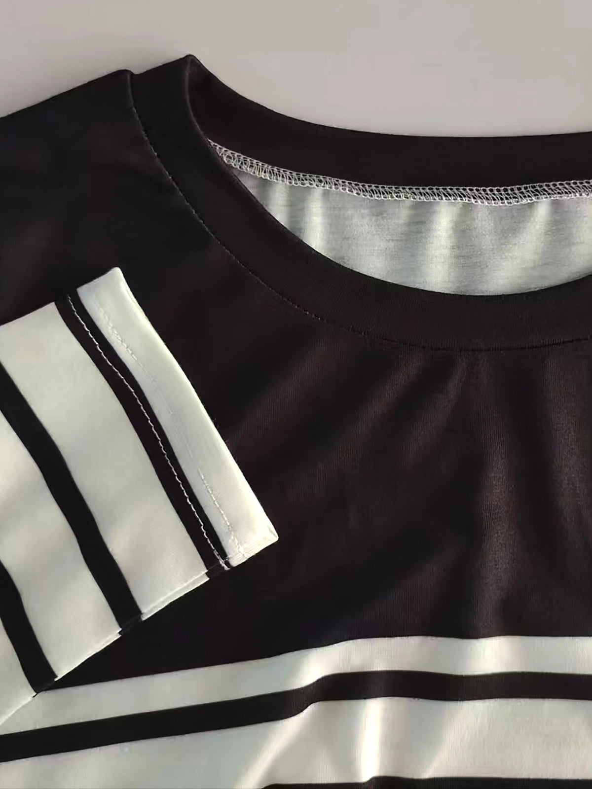 Stripe Print Crew Neck T-Shirt, Casual Long Sleeve Top
