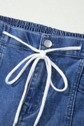Ashleigh Blue Drawstring Waist Ankle Length Casual Jeans Regular Fit Pocket Detail Denim Pants