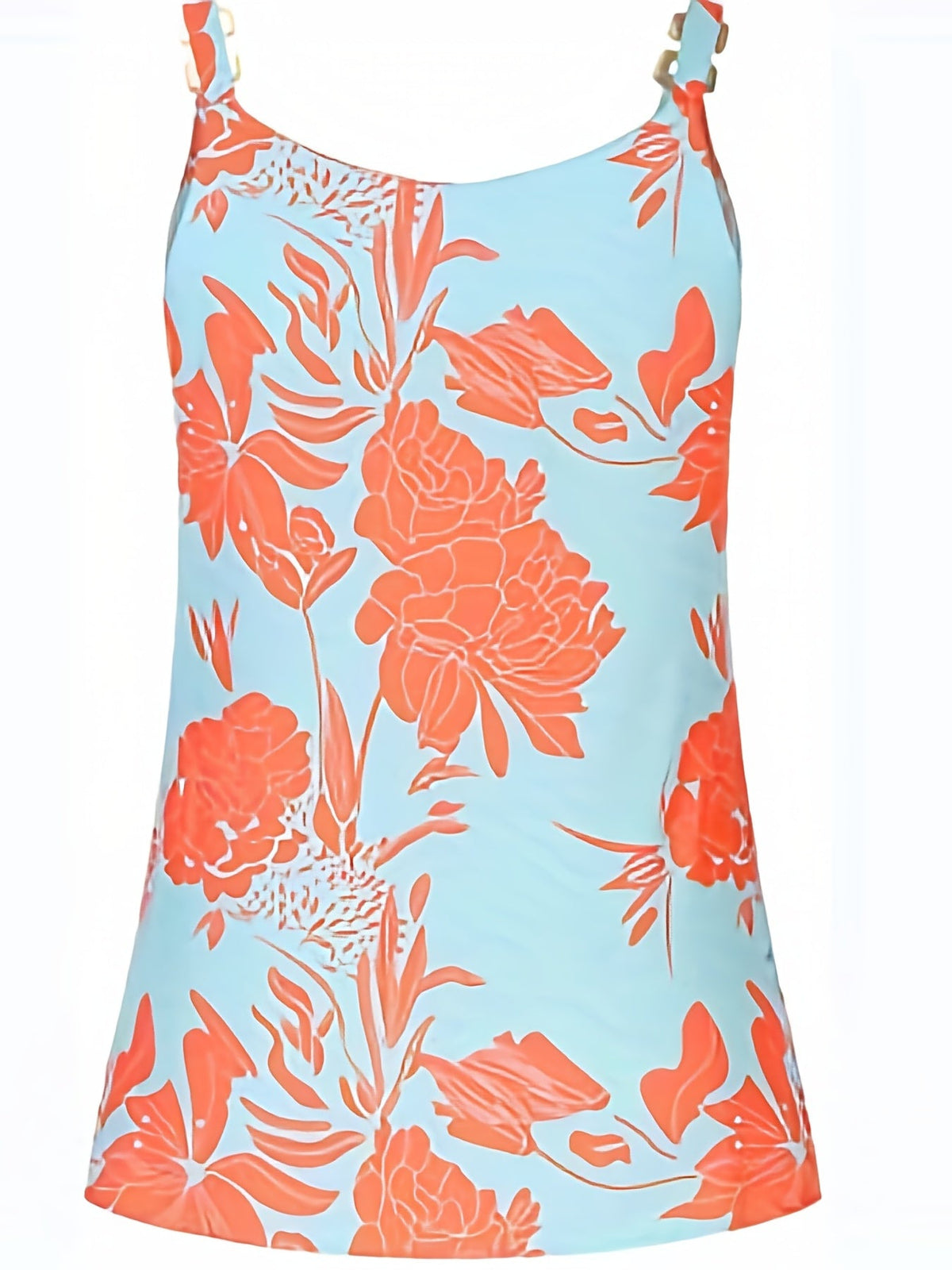 Vintage Floral Print Vest, Casual V Neck Sleeveless Chain Tank Tops