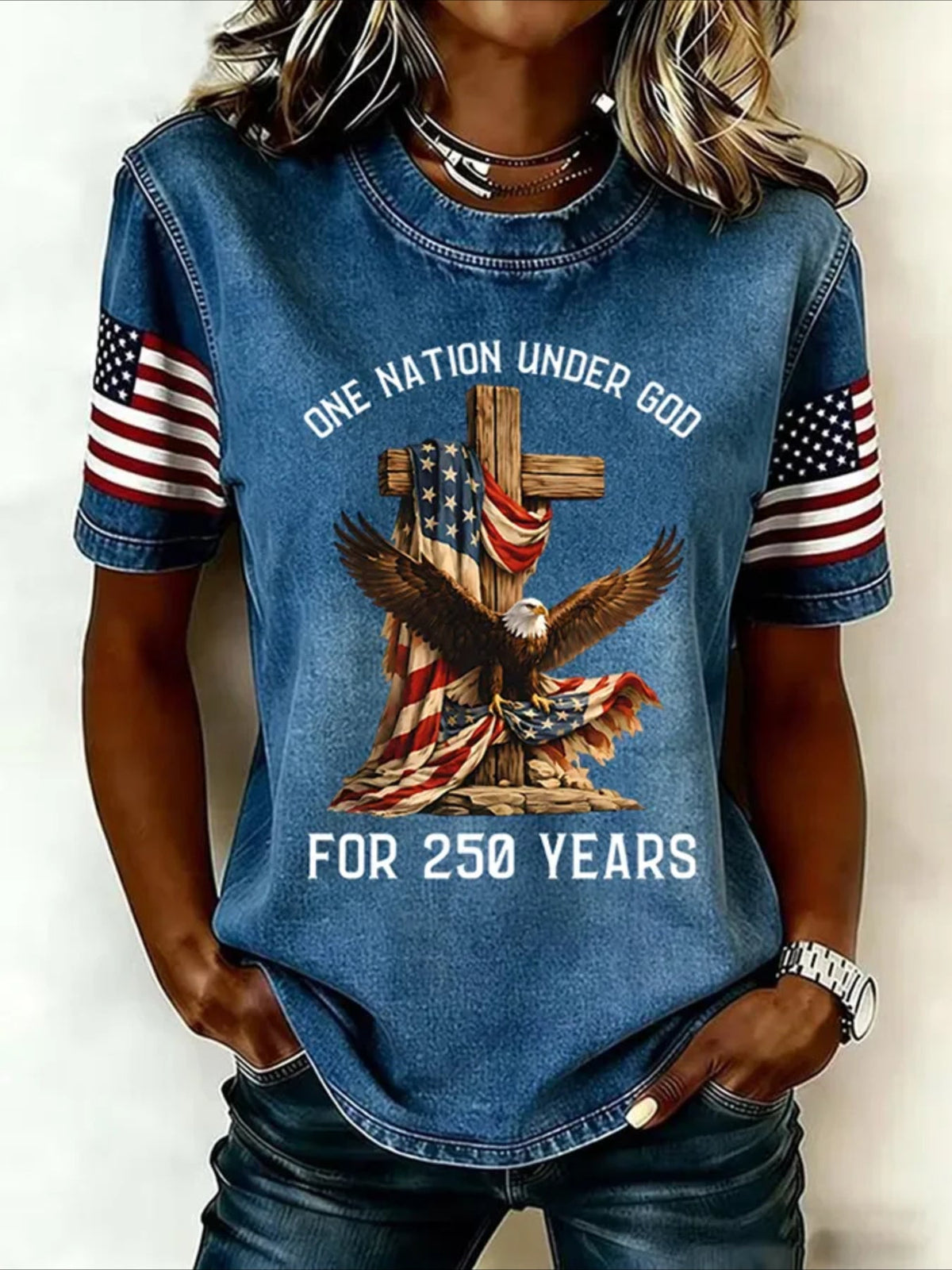 Casual Pattern Crew Neck Short Sleeve T-shirt