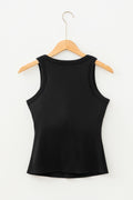 Black Slim Ribbed Padded Tank Top