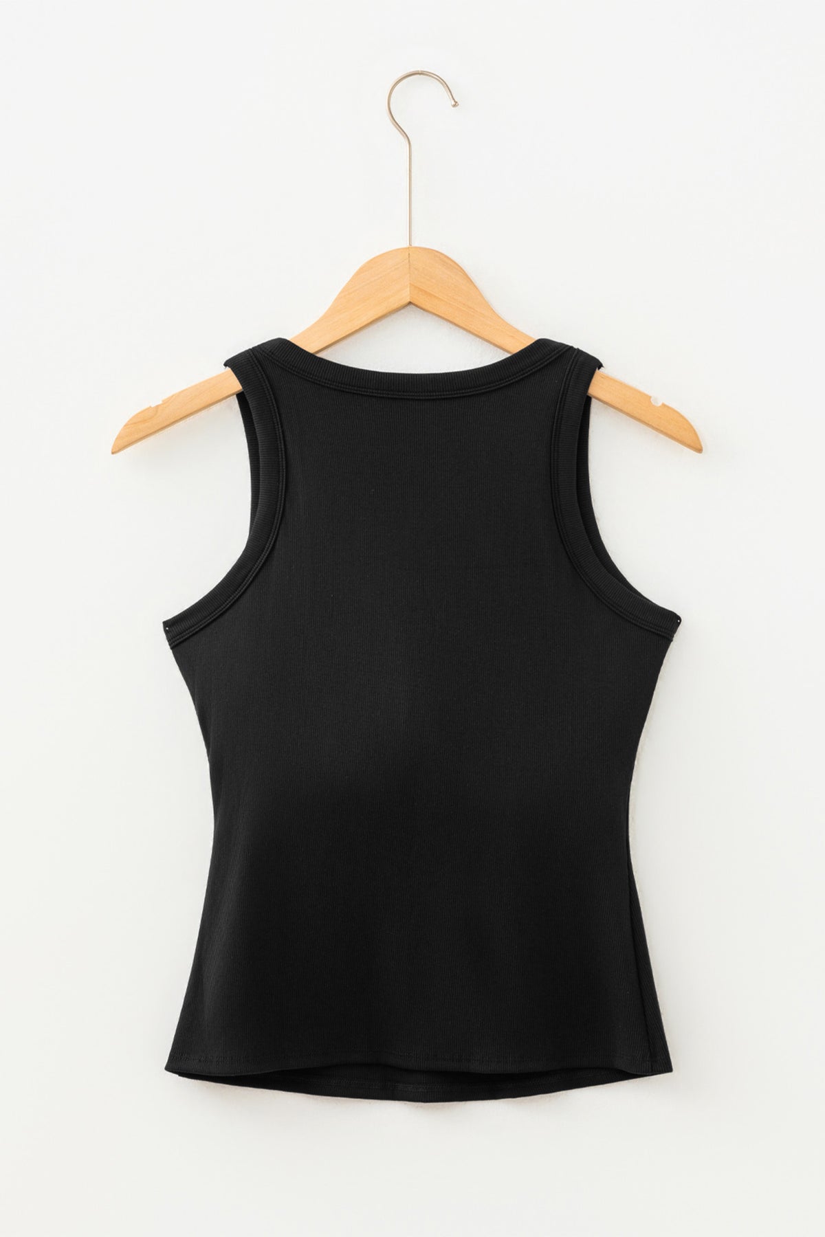 Black Slim Ribbed Padded Tank Top