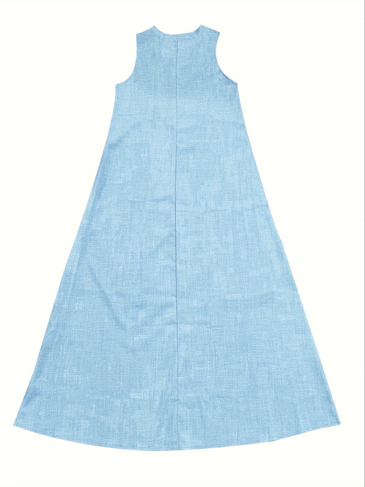 Solid Color V-Neck Maxi Dress, Casual Sleeveless Loose Dress