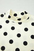 Beige Polka Dot Print High Neck Dolman Top