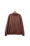 Coffee Oversize Drop Shoulder Reversible Mock Neck Sweatshirt