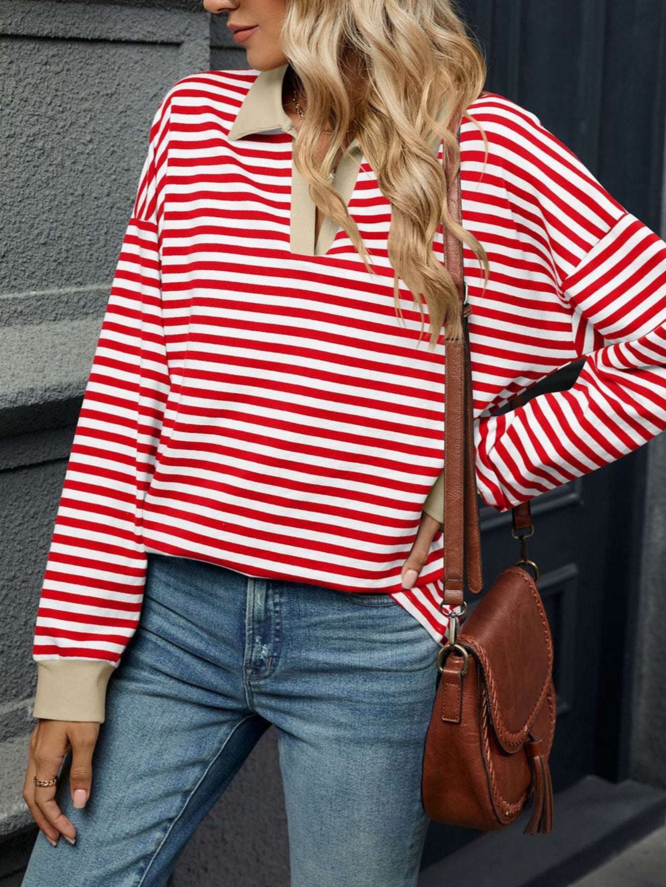 Patchwork Striped Long Sleeve T Shirt
