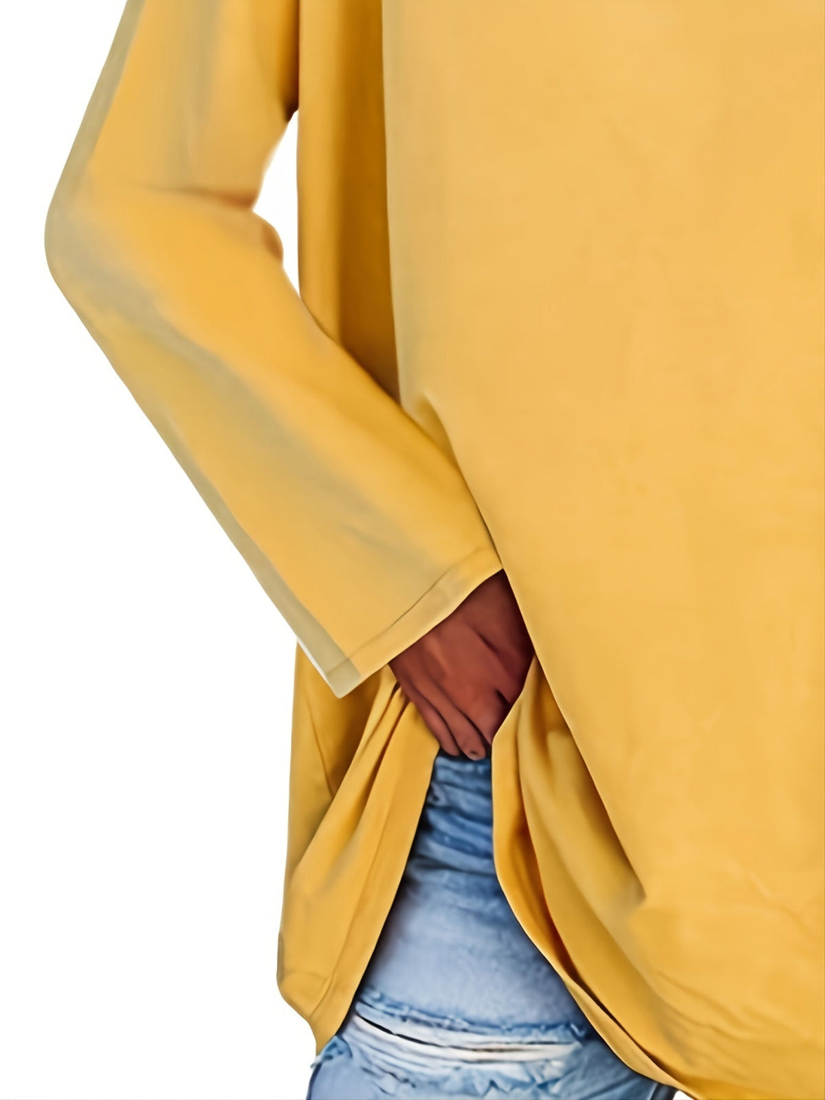 Women's Solid Color Oversized Tops, V-Neck Long Sleeve T-Shirts, Casual Loose Shirts