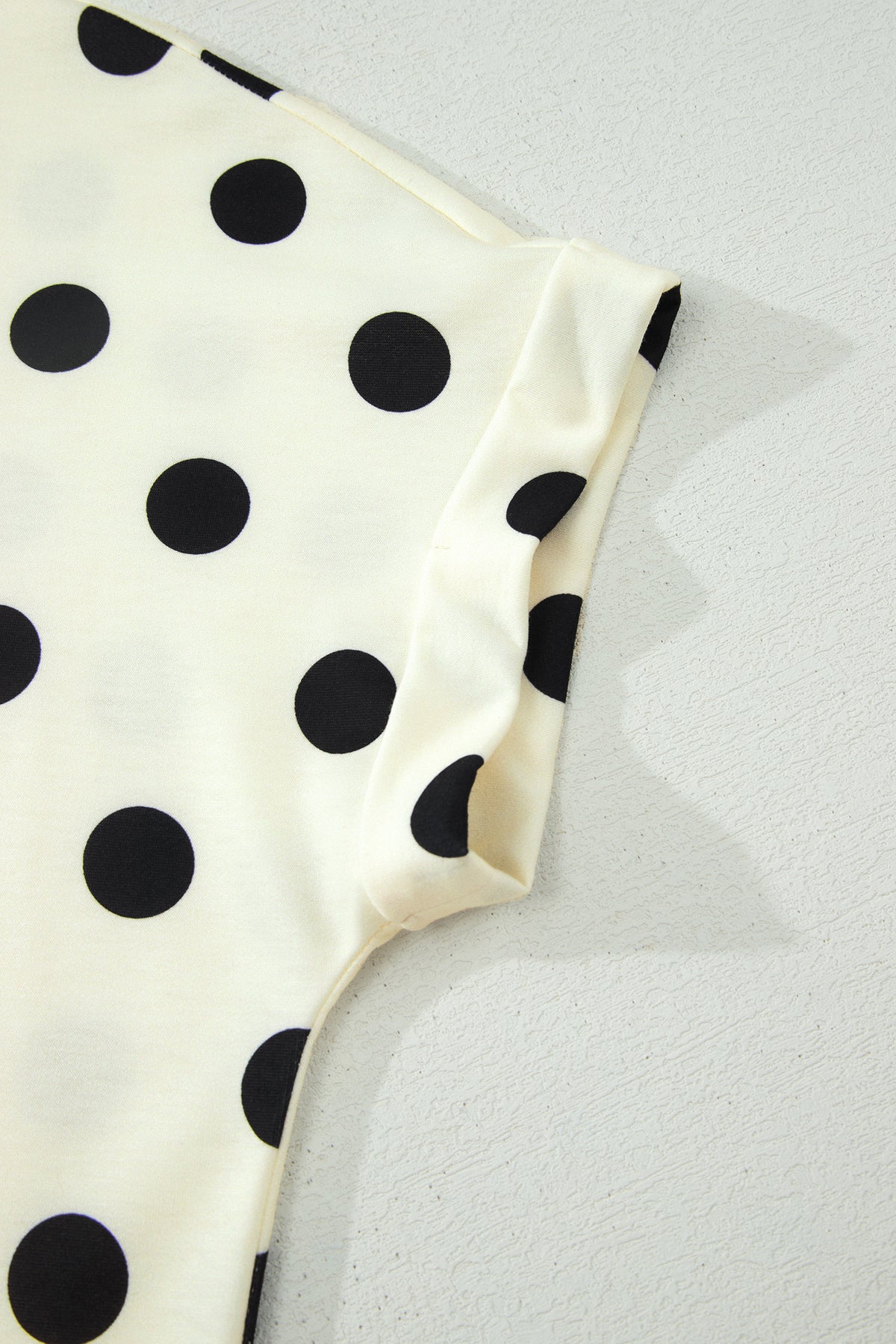 Beige Polka Dot Print High Neck Dolman Top