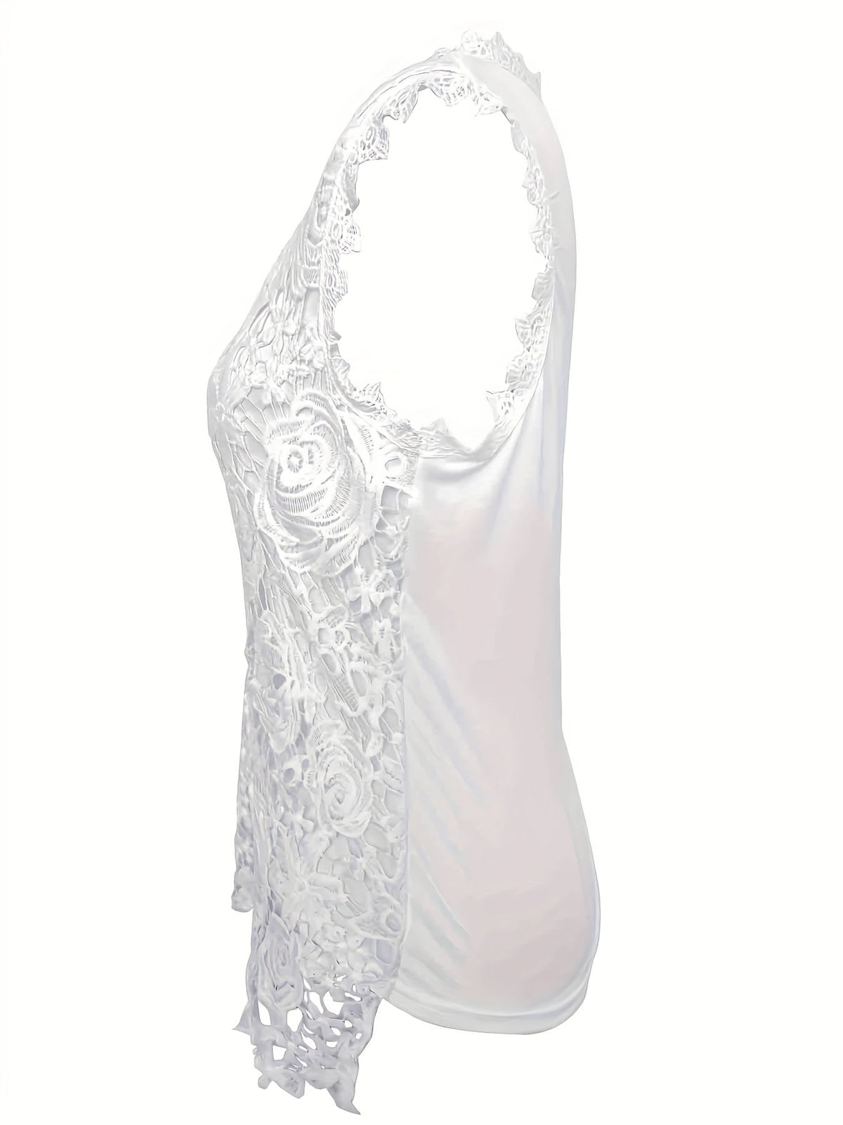 Sleeveless Lace Floral Square Neck Tank Top