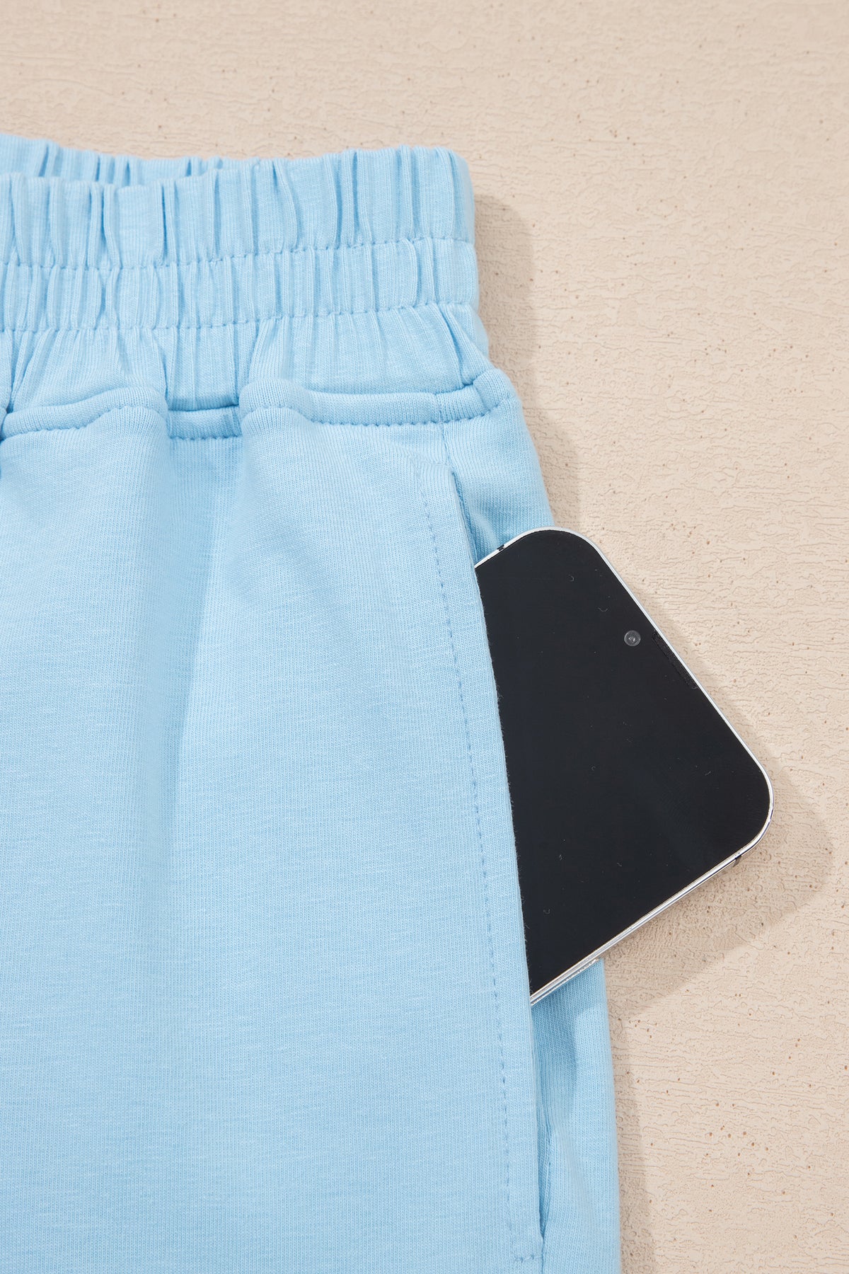 Beau Blue Solid Color Cropped Tank Top and Jogger Pants Set