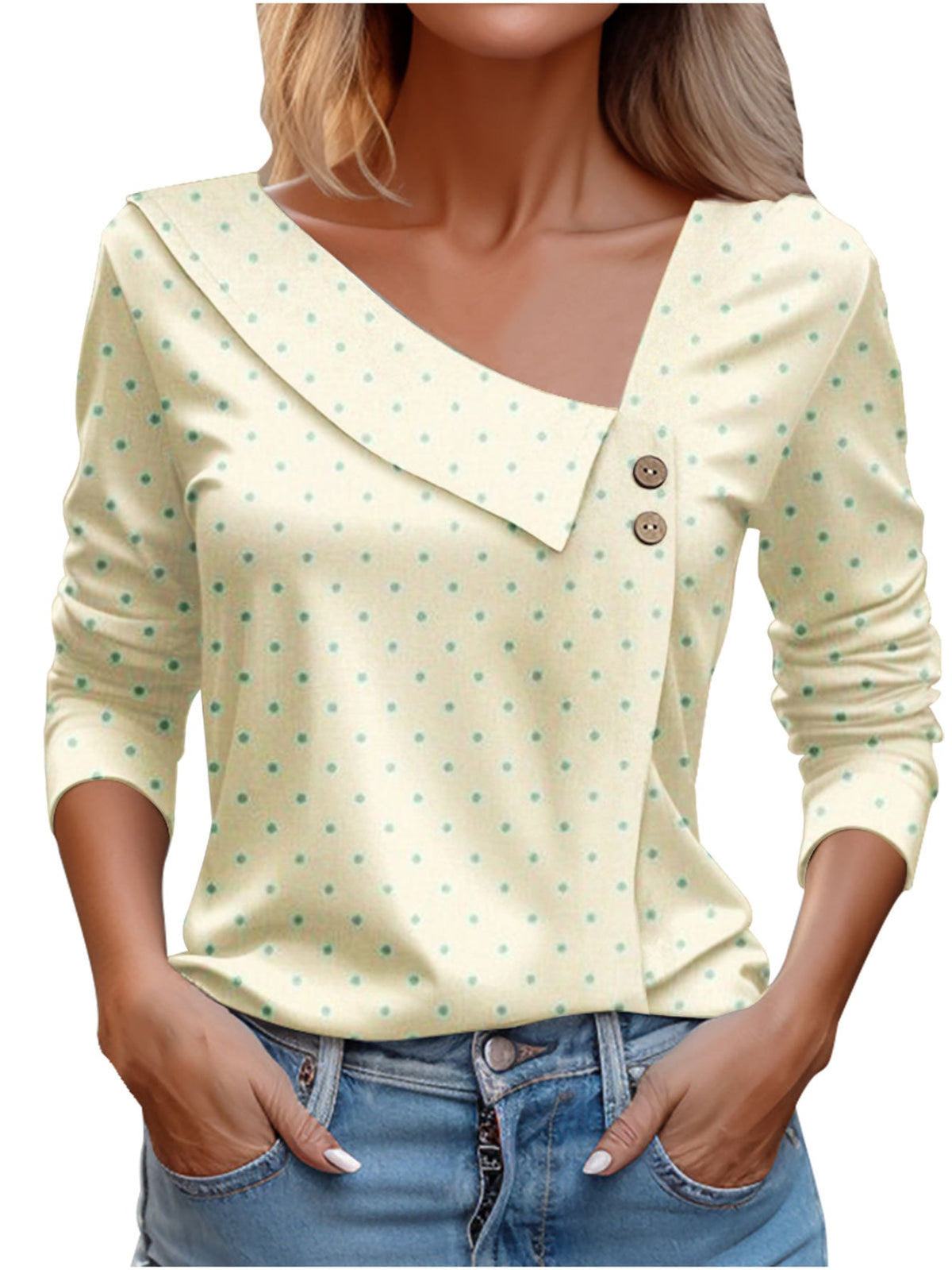 Chic Plaid Print Elegant Long Sleeve V-Neck T-Shirt