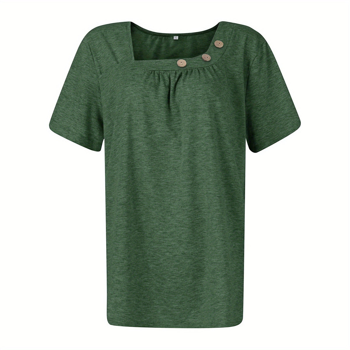Ruched Solid Blouse, Casual Asymmetrical Short Sleeve Blouse