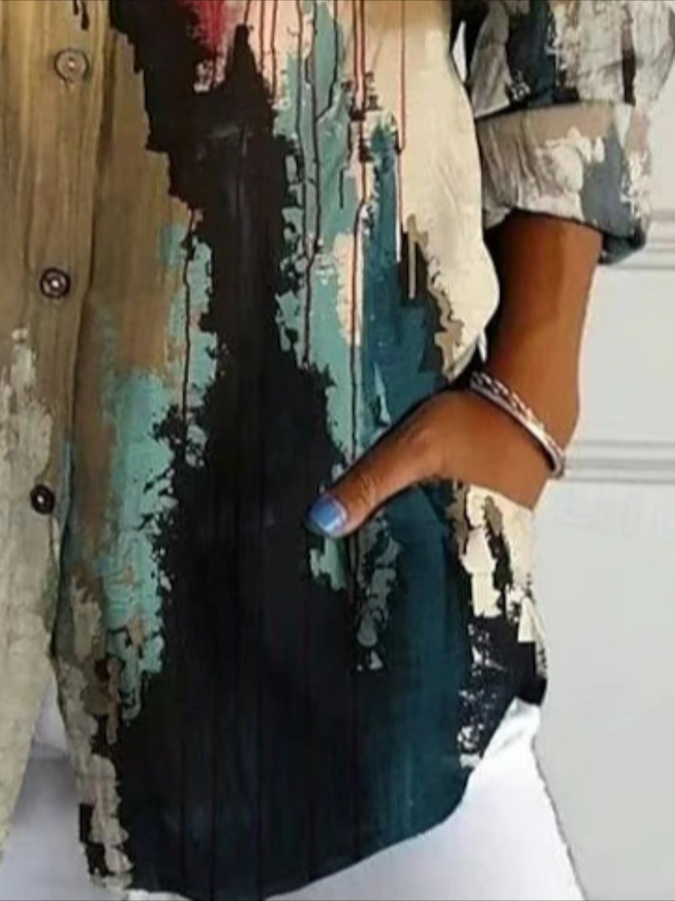 Long Sleeve Shirt Spring/Fall Abstract Shirt Collar Daily Going Out Casual Top