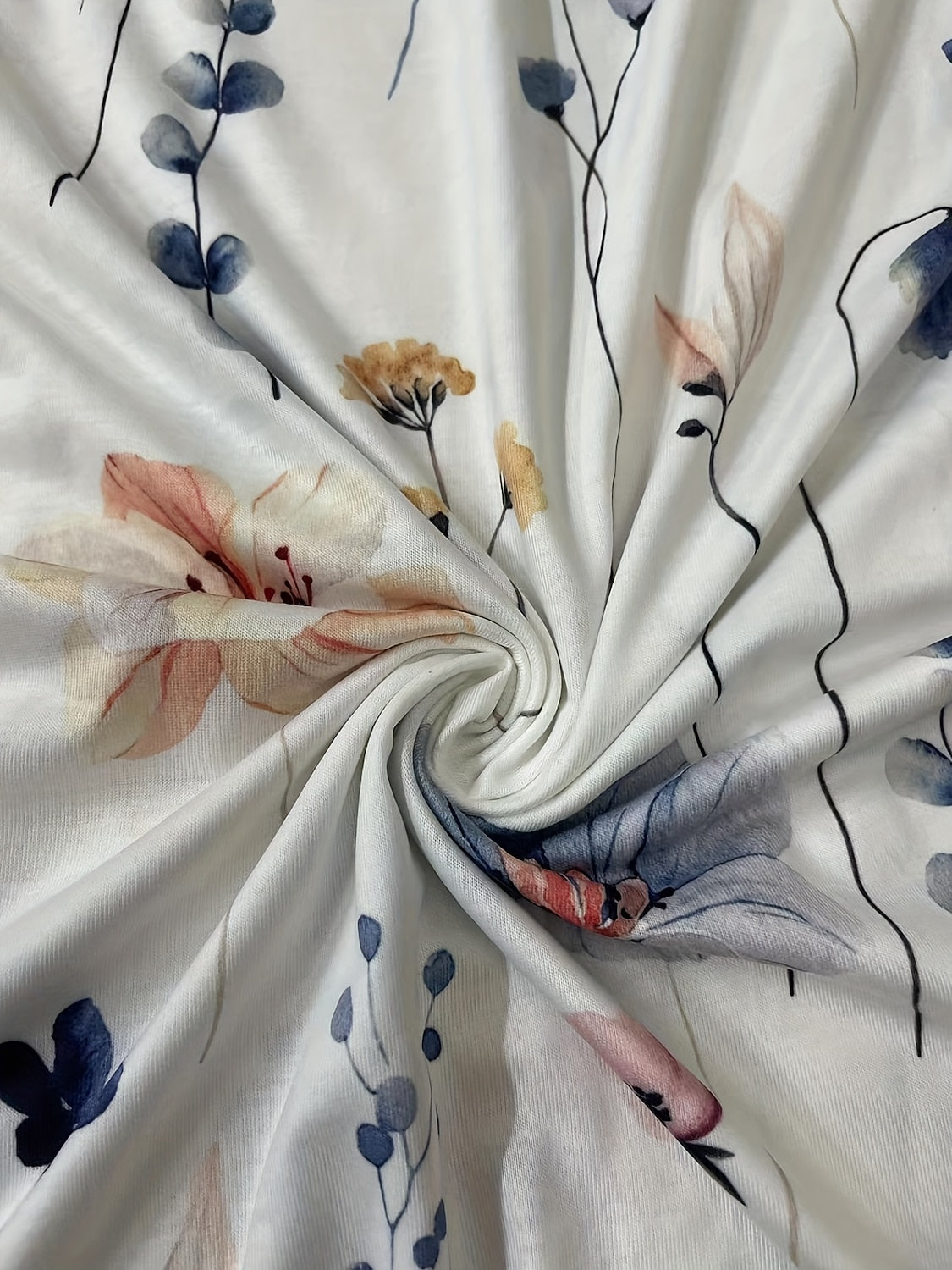 Floral Print Round Neck Long Sleeve T-Shirt