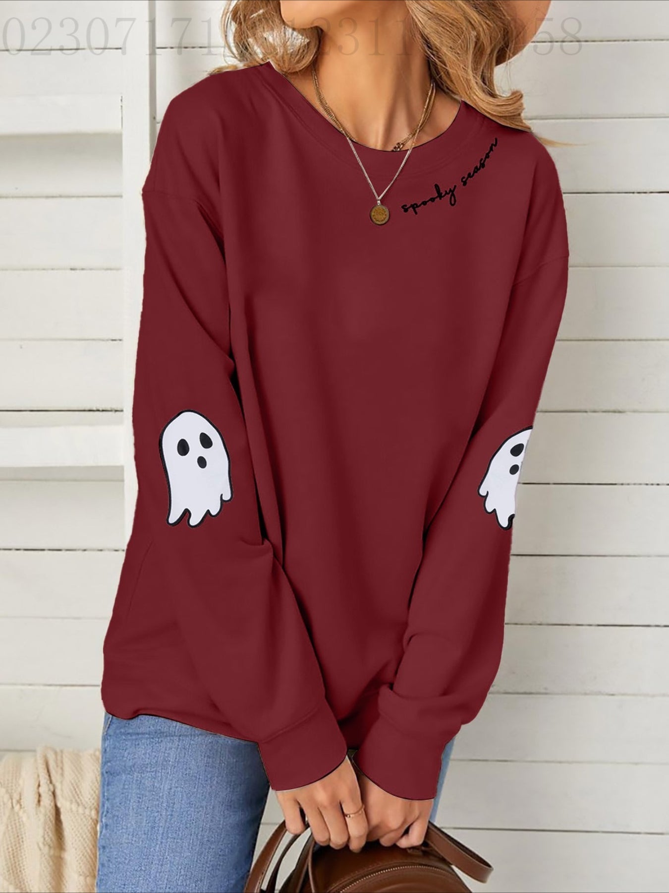 Halloween Round Neck Long Sleeve Loose Fit Top