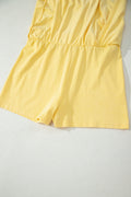 Yellow Cream Solid Color Washed Sleeveless Top Split Skort Cotton 2pcs Outfit