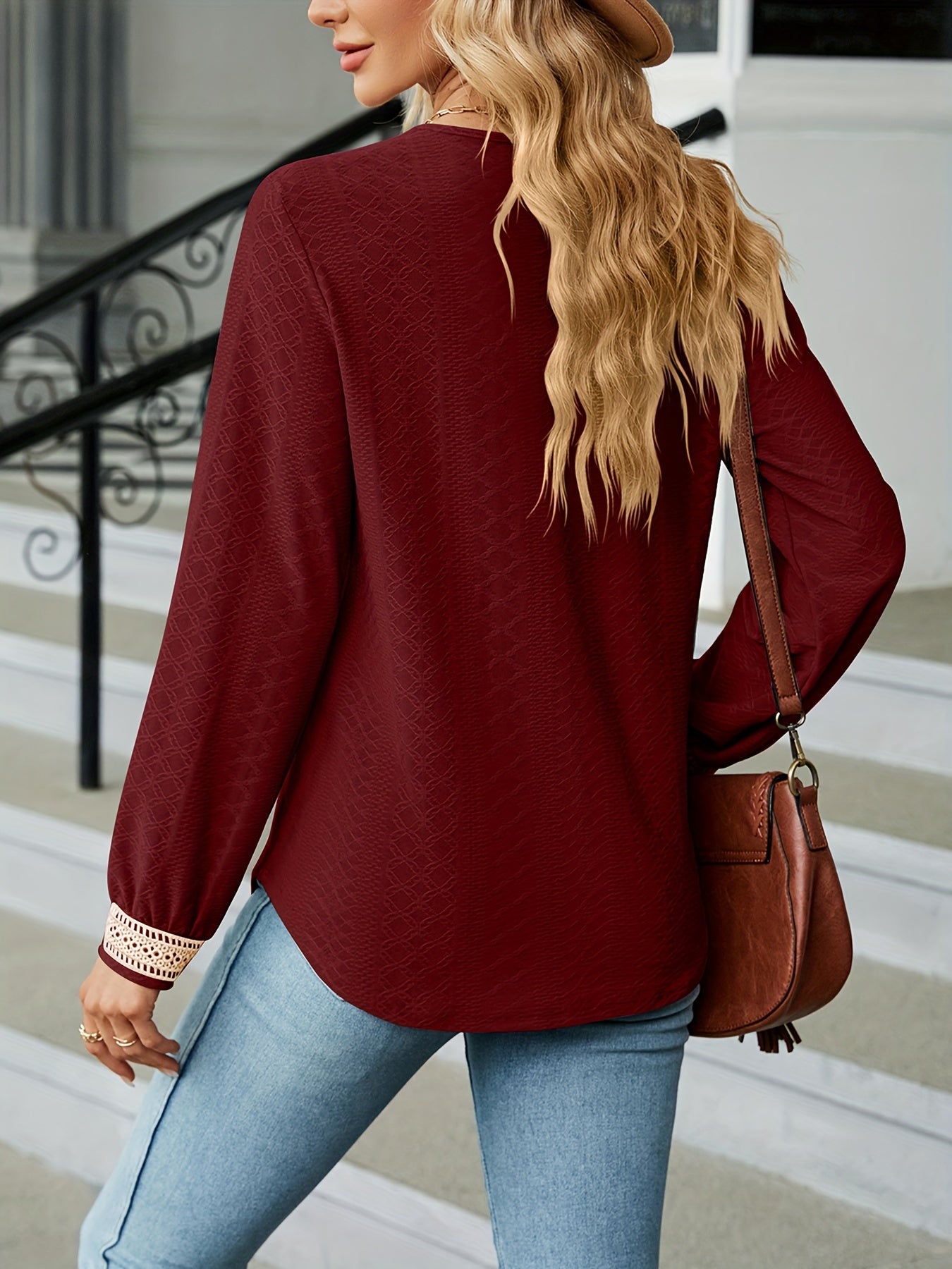 Casual Blouses Lace V Neck T Shirts Dressy Fall Long Sleeve Business Tunic Tops