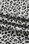 Gray Animal Print Wide Leg Terry Knit Pants