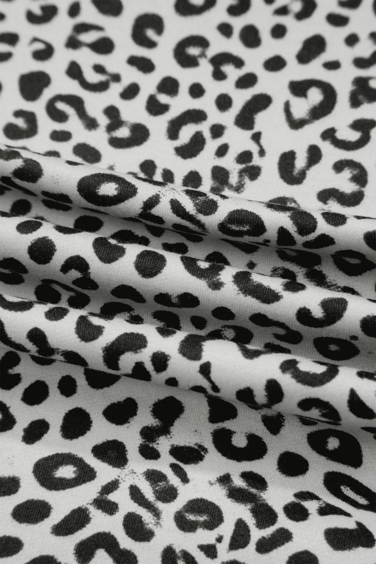 Gray Animal Print Wide Leg Terry Knit Pants