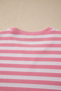 Pink Stripe Puff Short Sleeve T Shirt Matching Shorts Set