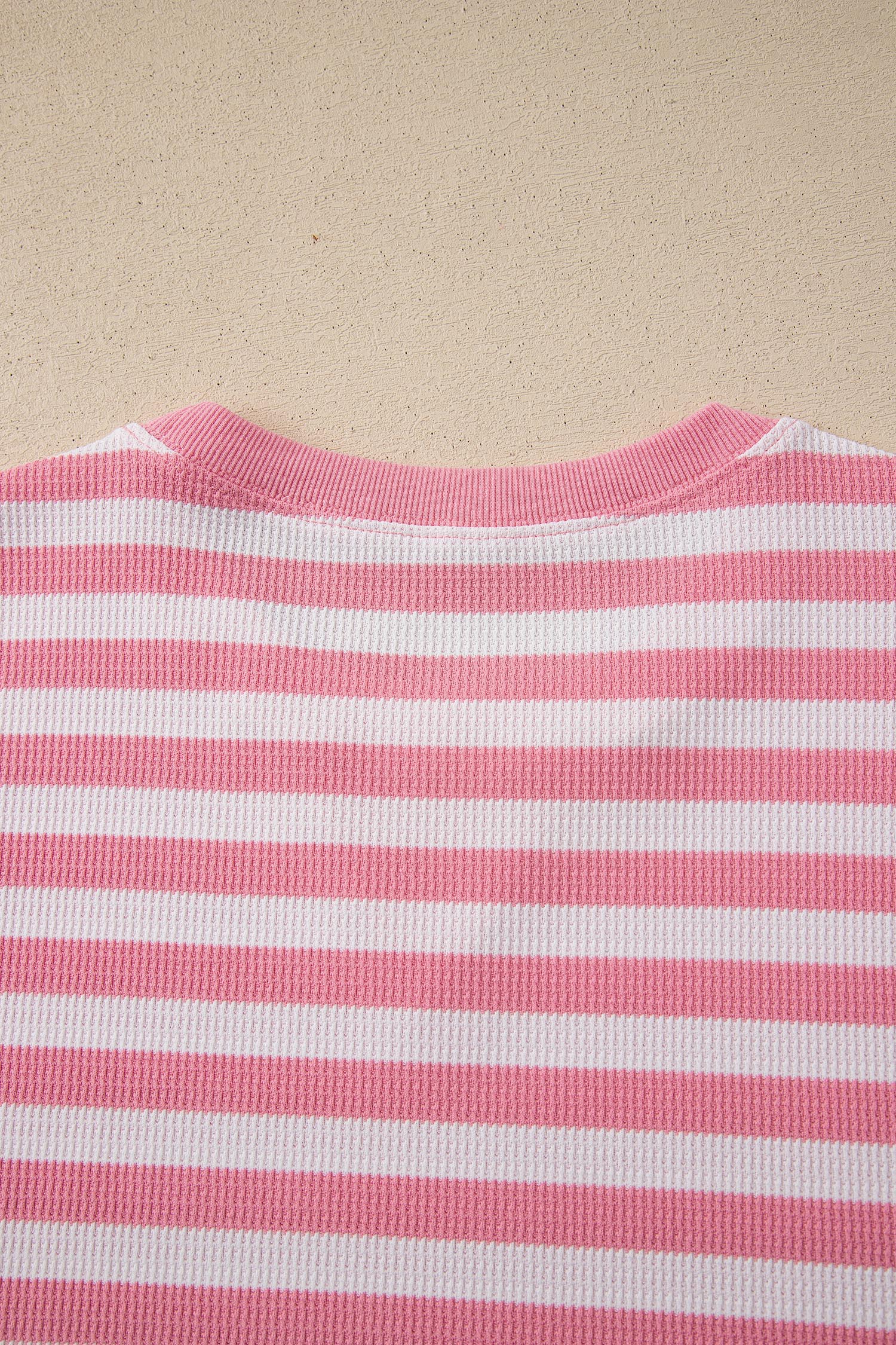 Pink Stripe Puff Short Sleeve T Shirt Matching Shorts Set