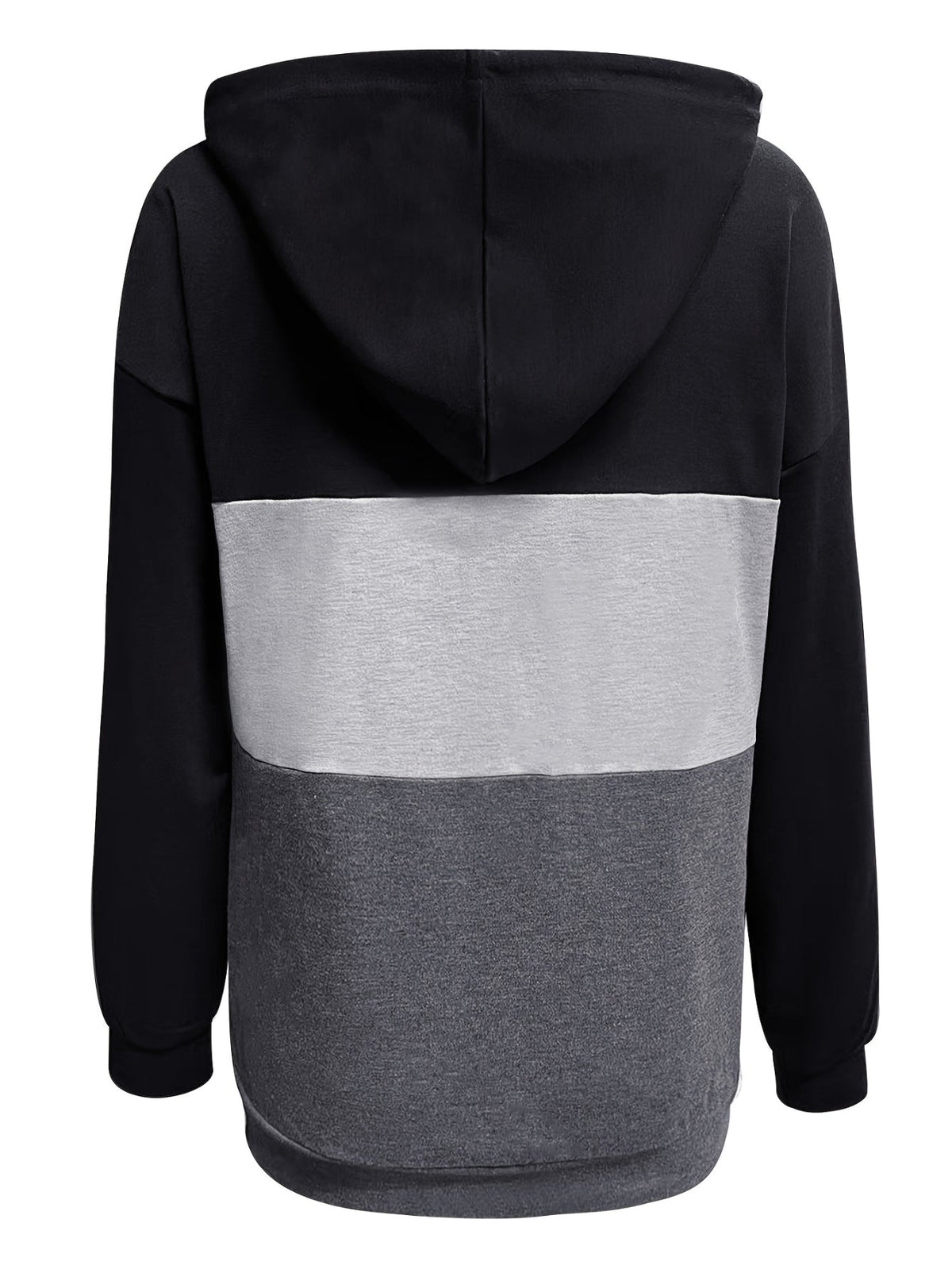 Color Block Button Drawstring Hoodie, Casual Long Sleeve Kangaroo Pocket Sweatshirt