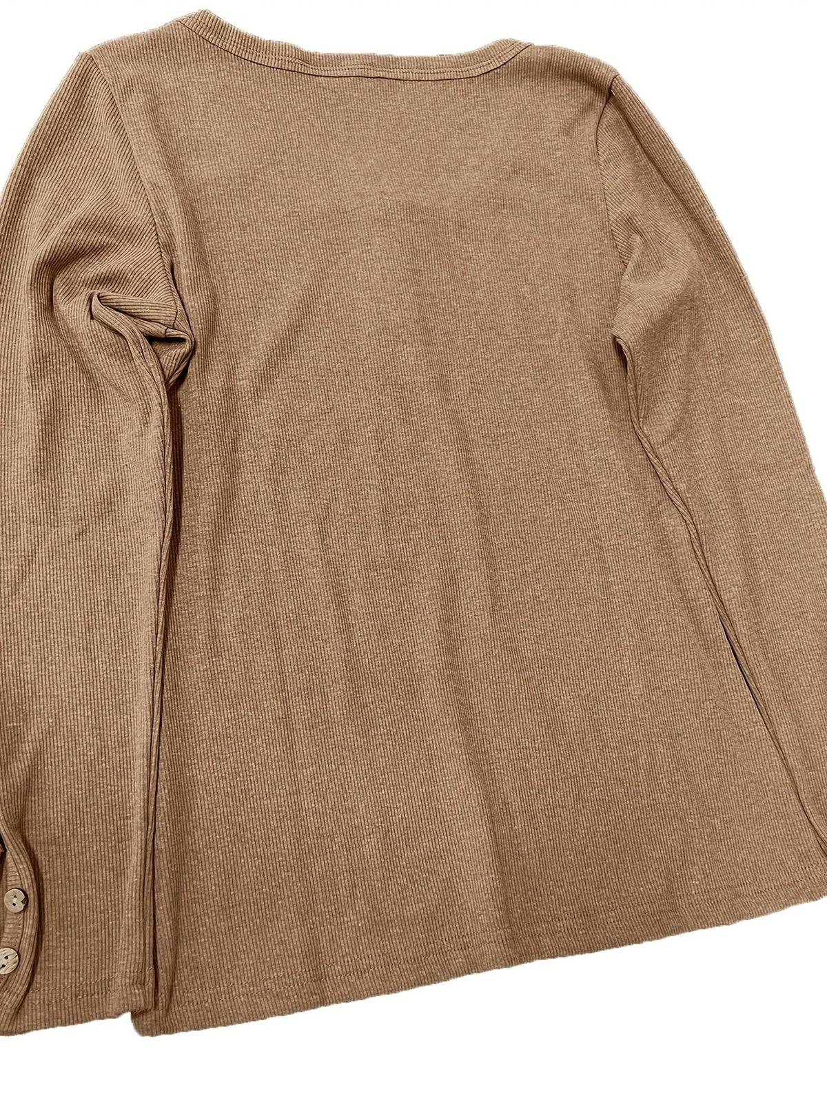 Casual Button Scoop Neck T-shirt, Loose Long Sleeve Slim Fit Fashion T-Shirts Tops