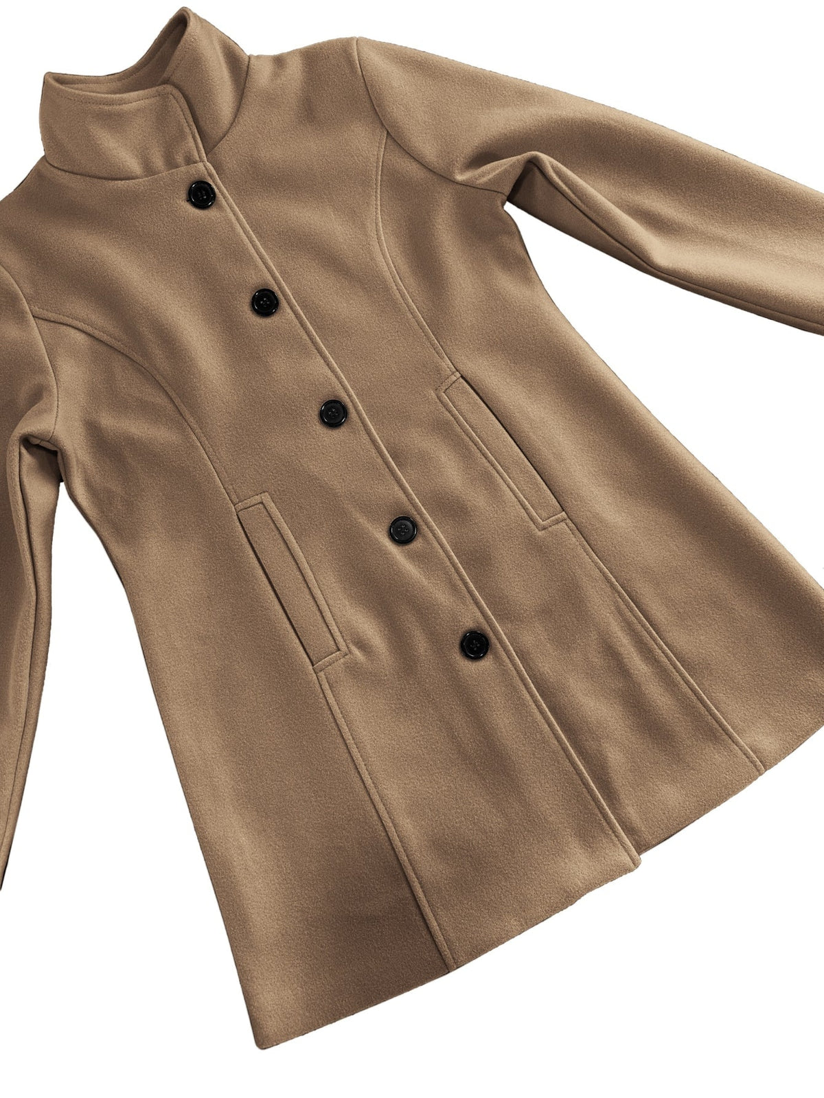 Stylish Solid Color Long Sleeve Single Breasted Overcoat - Wool & Blends Outerwear
