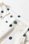 Blue Tailored Seam Polka Dot Print Barrel Casual Jeans