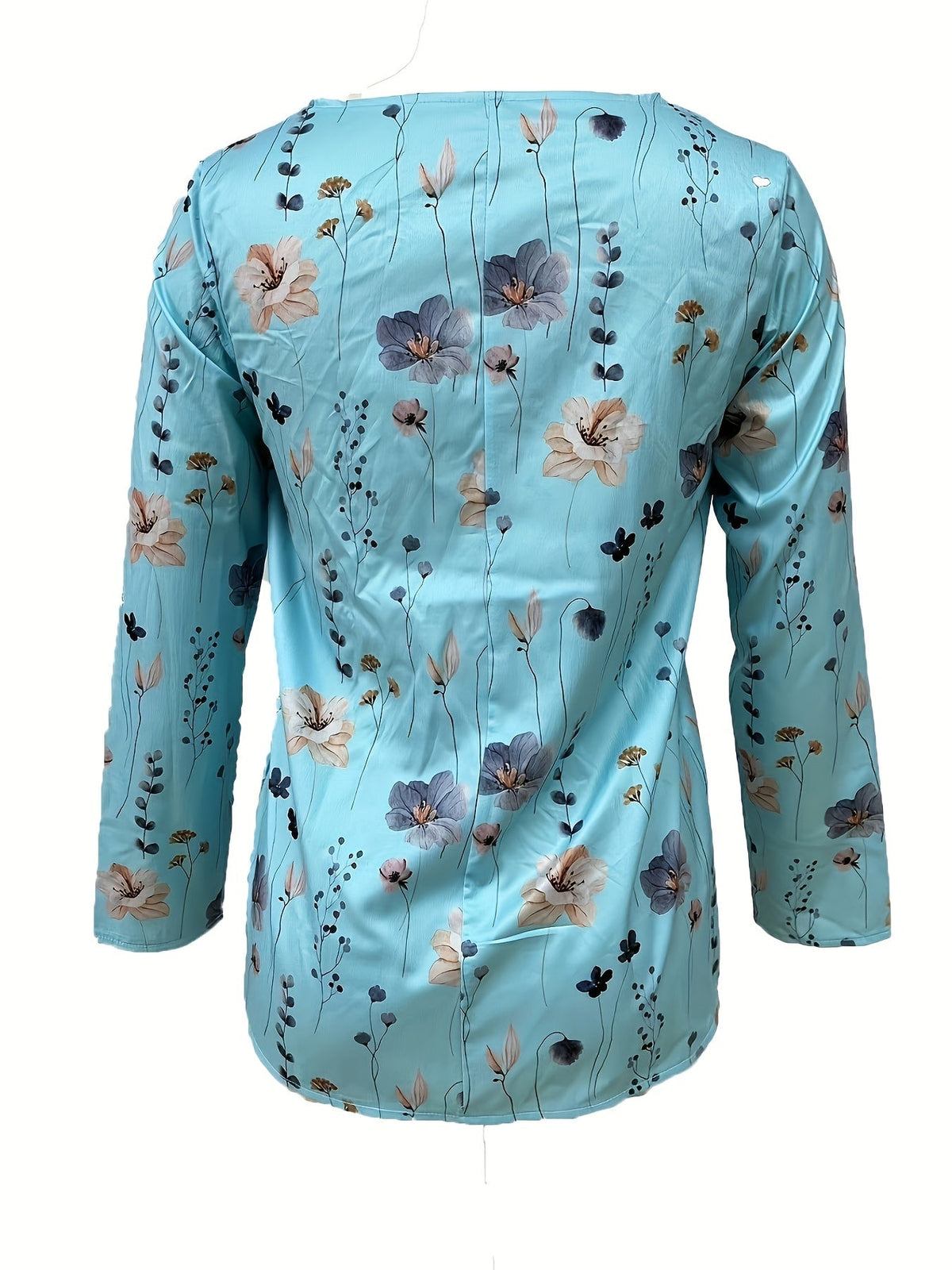 Women's Floral Print Button Up Half Sleeve V Neck Top