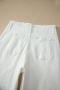 White 2-Button High Waist Wide Leg Jeans
