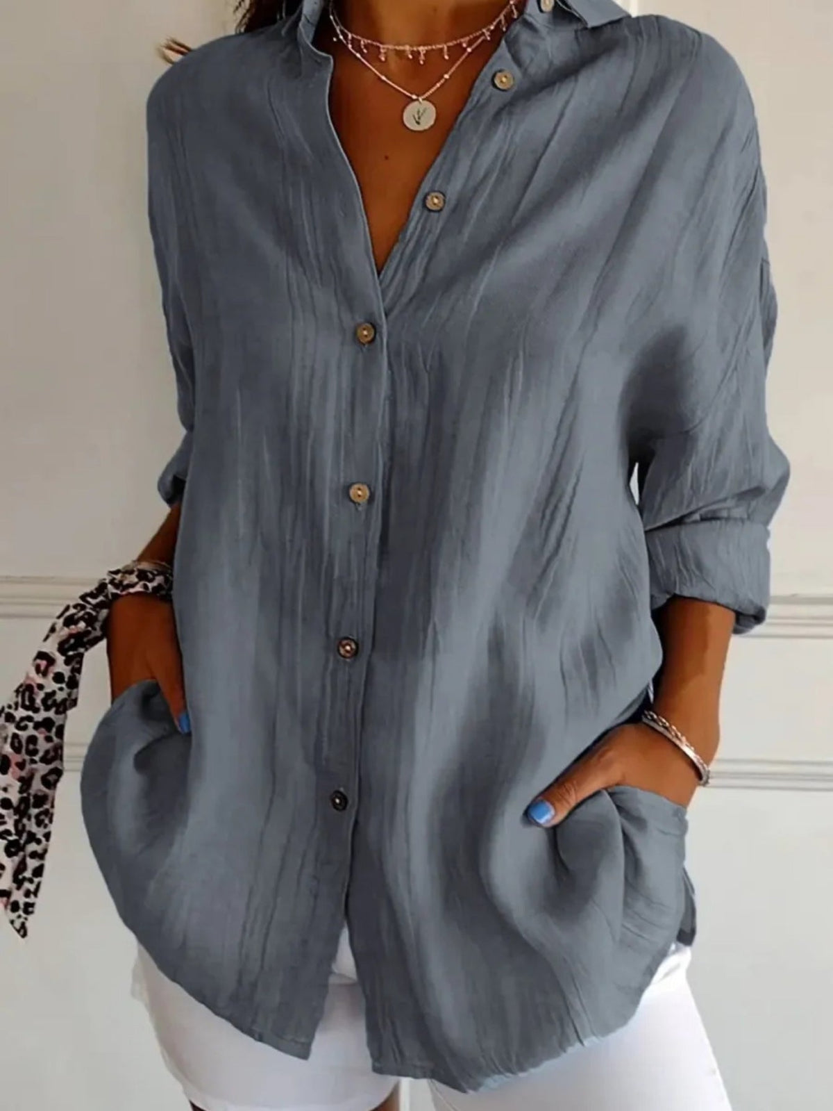 Women's Solid Color Long Sleeve Spring/Fall Collar Daily Going Out Casual Top