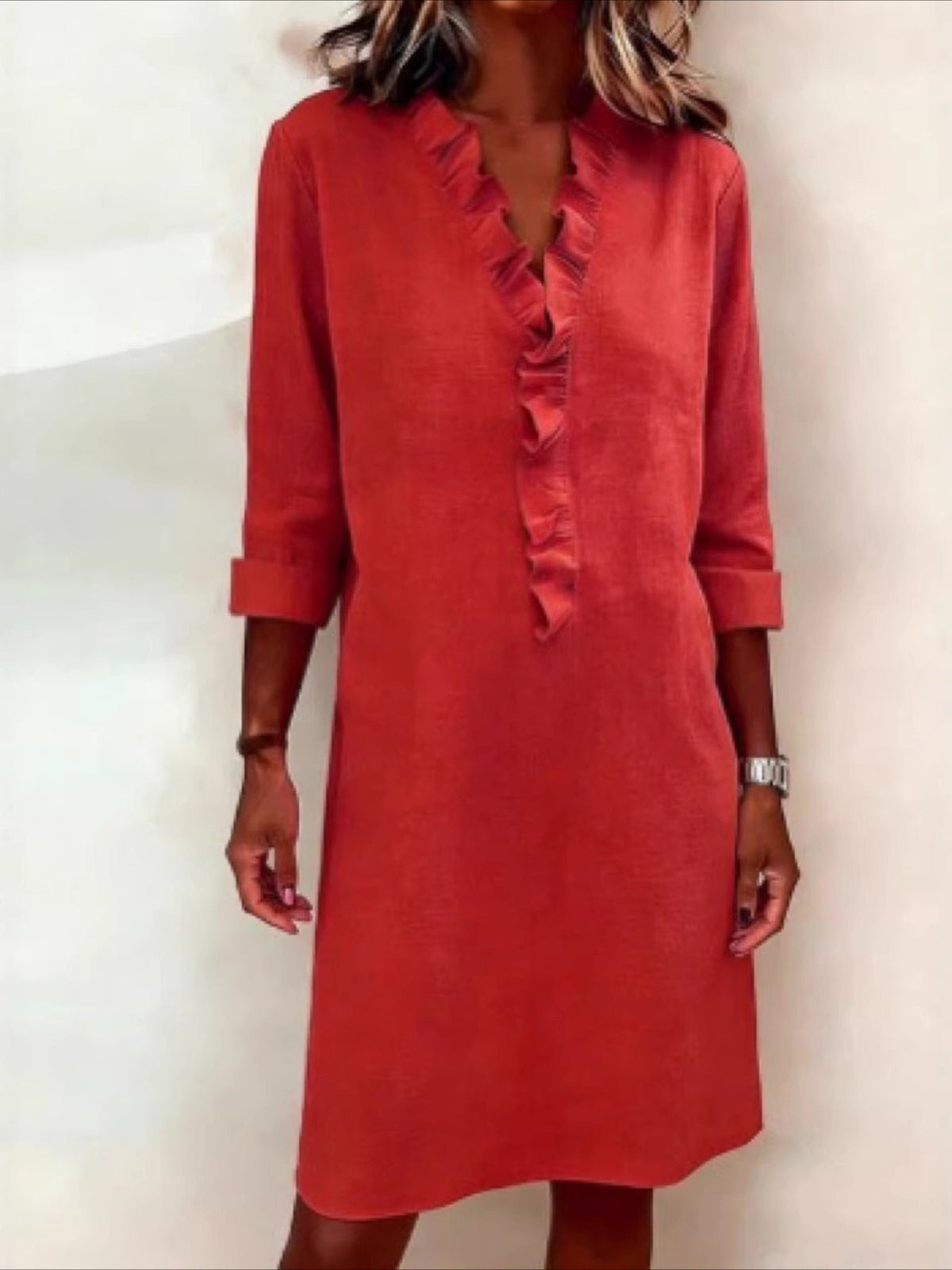 Gentle Style Elegant Commuter Solid Color Versatile Midi Dress