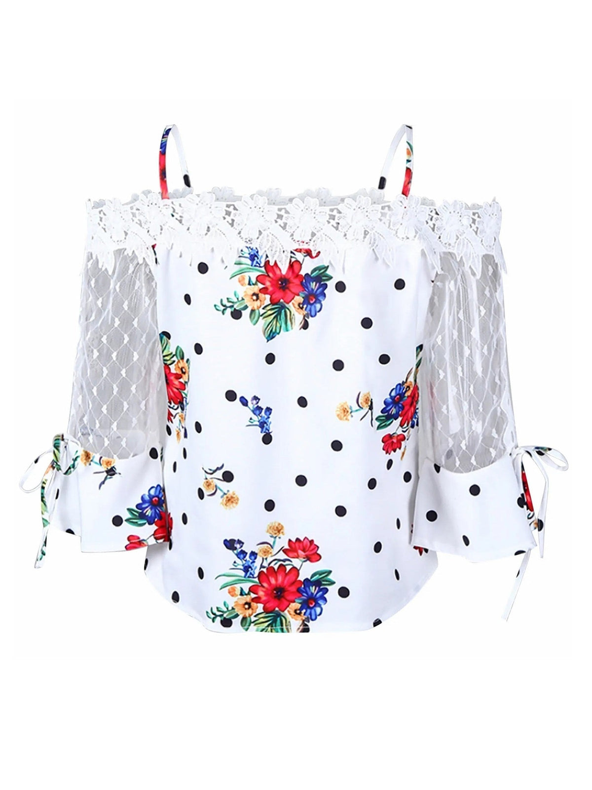 Floral Print Blouse, Casual Cold Shoulder Blouse
