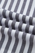 Black Stripe Shirred High Waist Loose Summer Pants