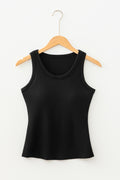Black Slim Ribbed Padded Tank Top