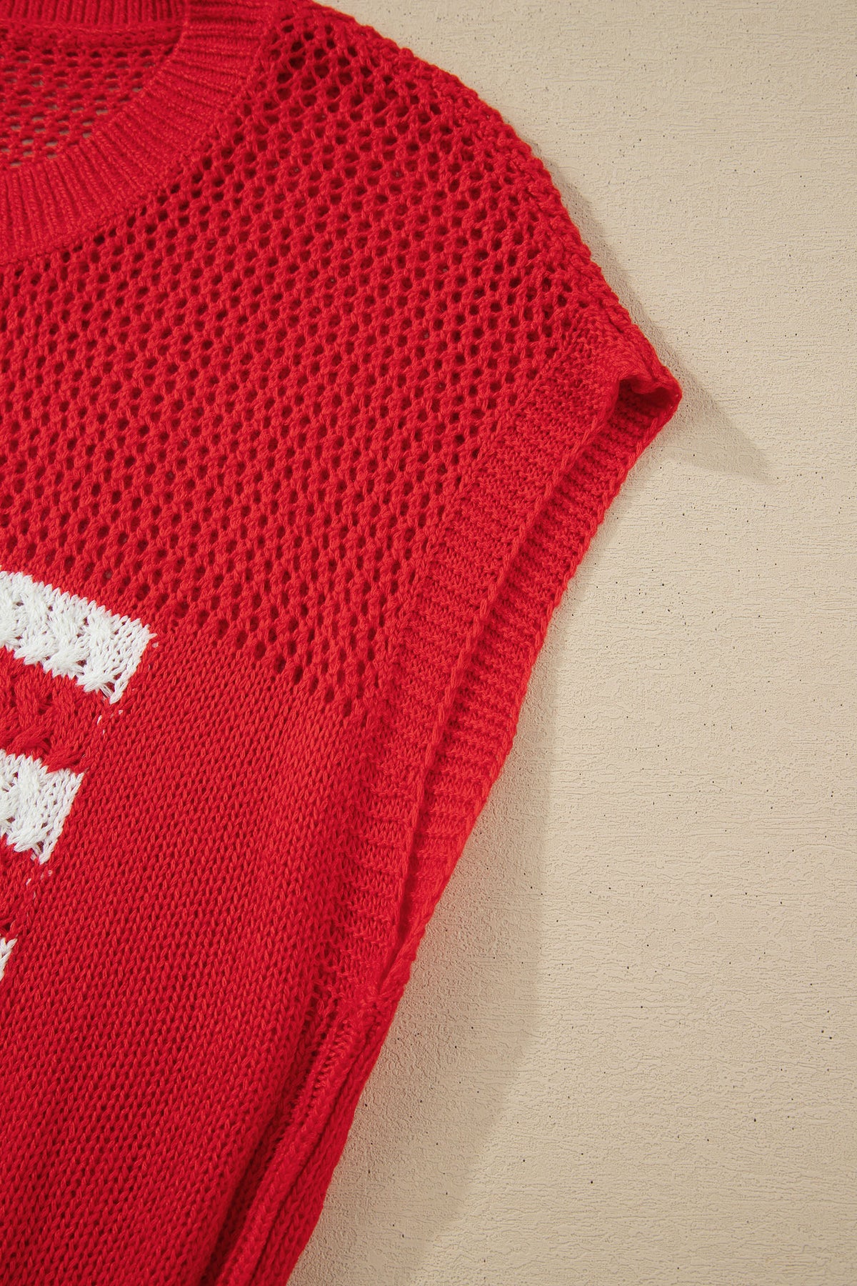 Fiery Red Flag Graphic Short Sleeve Sweater Top