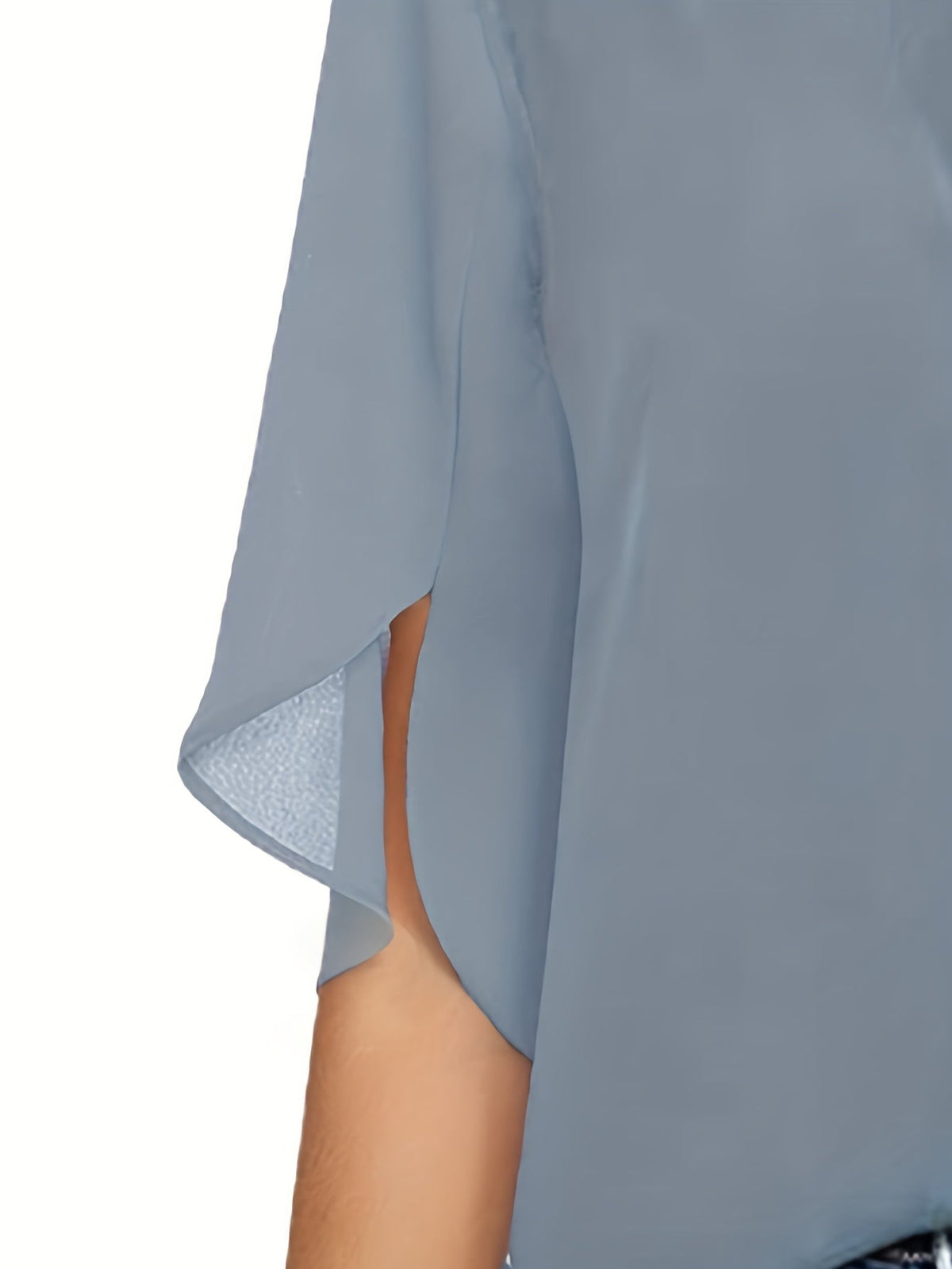 Elegant Top, Women's Plain Button Decor Half Sleeve V Neck Slight Stretch T-shirt