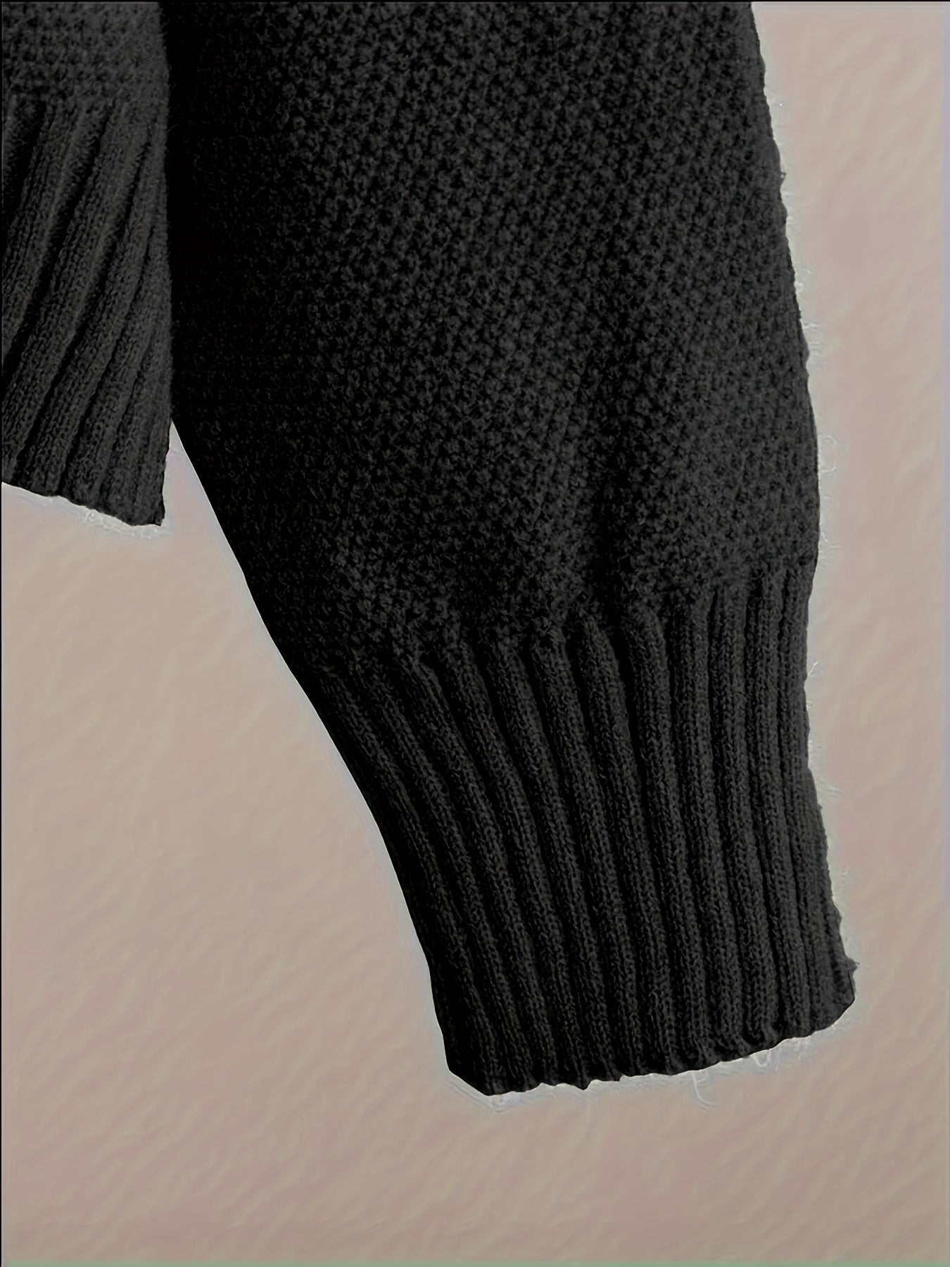 Solid Color Round Neck Sweater & Wide-Leg Pants Two-Piece Set