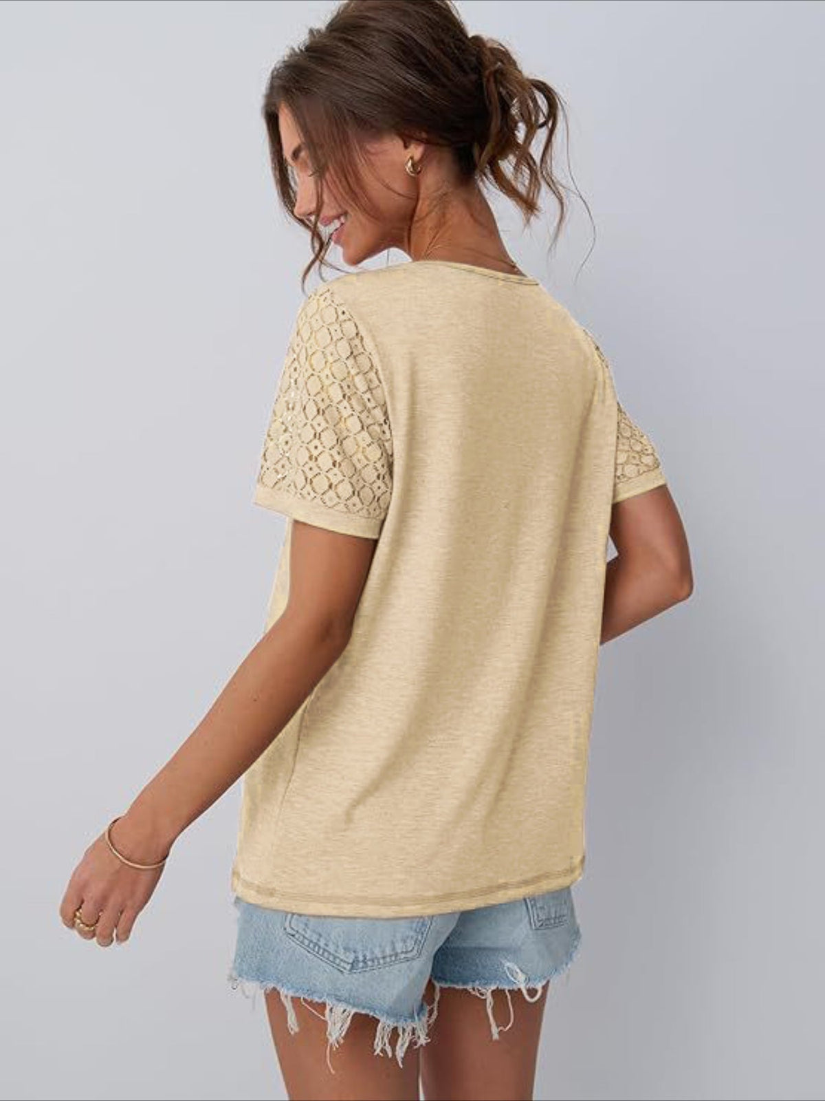 Skeleton Short Sleeve Shirts Lace Tops