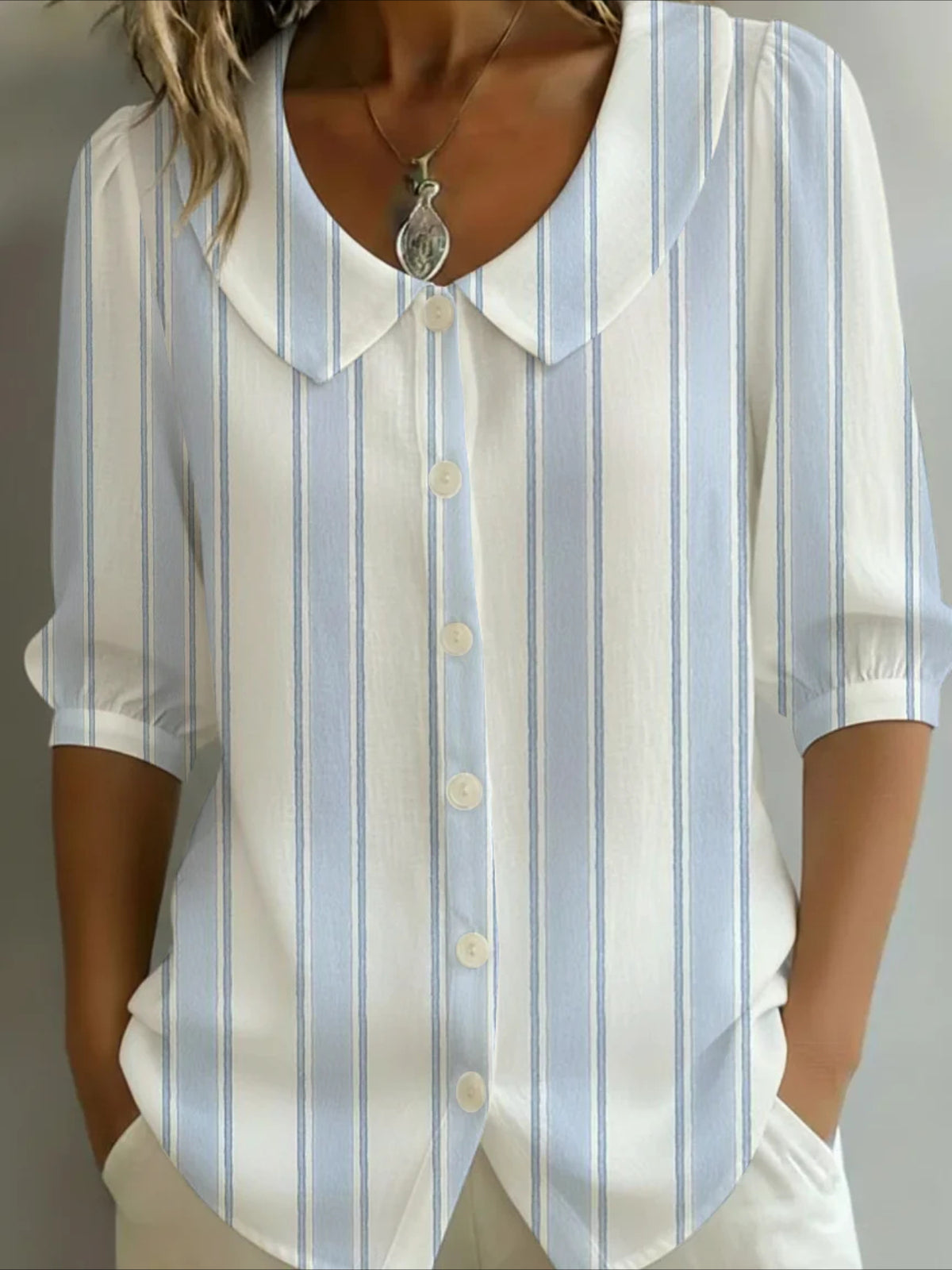 Crew Neck Short Sleeve Patterns Regular Shirt