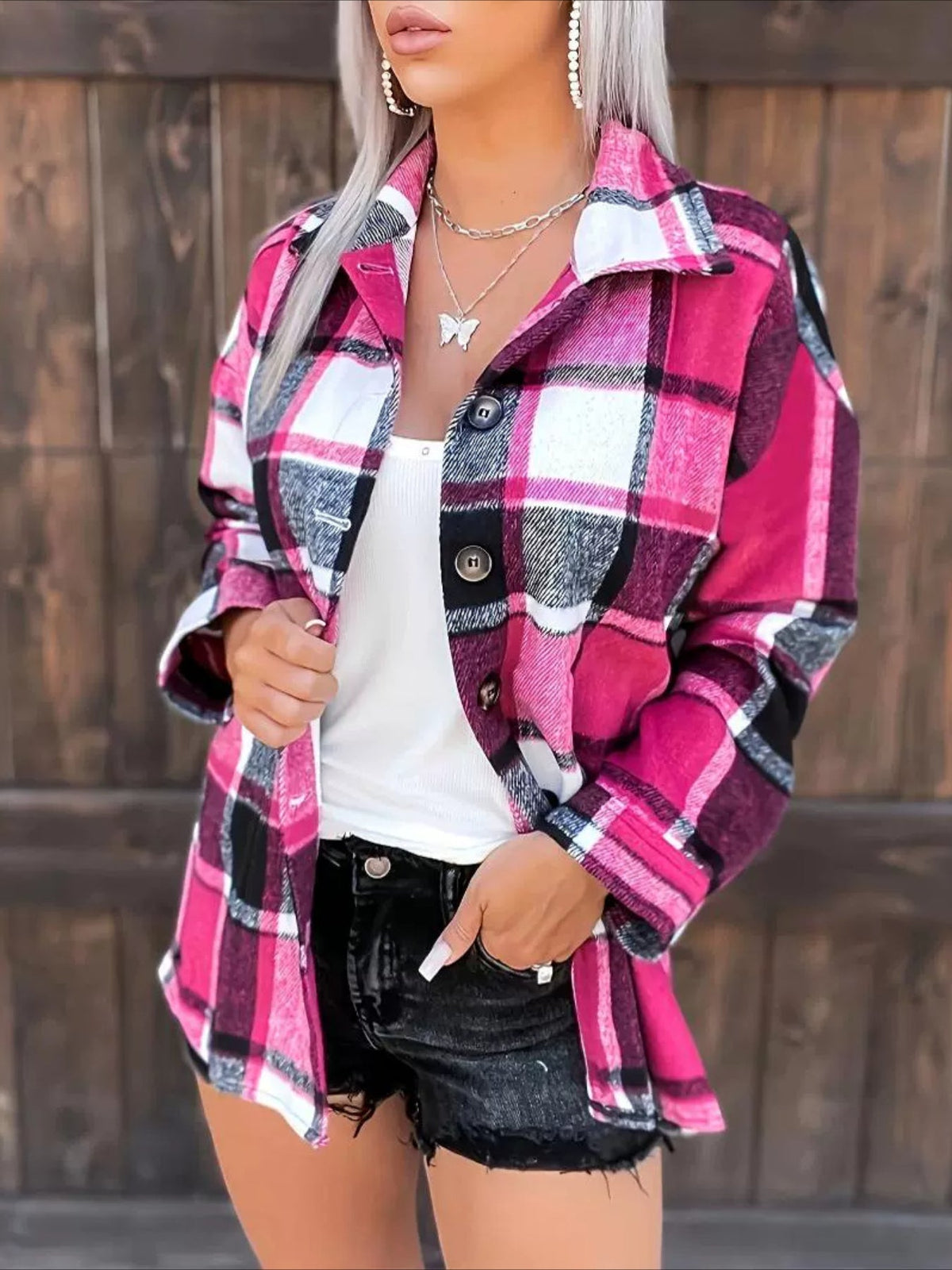 Plaid Print Simple Shirt, Casual Button Front Long Sleeve Shirt