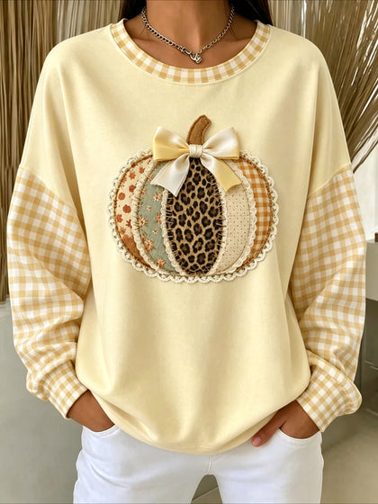 Pumpkins Halloween Printed Crew Neck Long Sleeve Sweater Hoodie