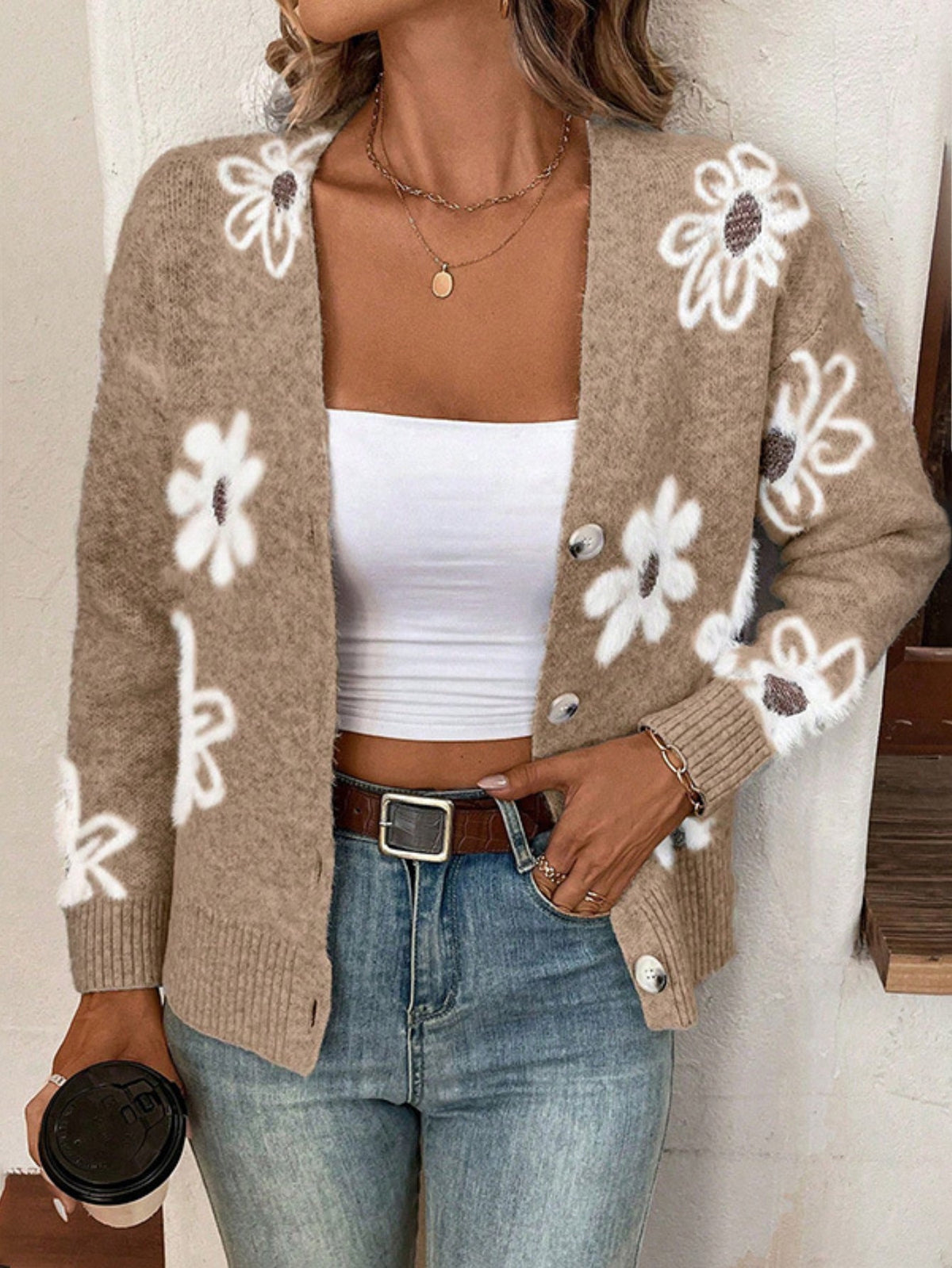 2024's Hottest Flower Pattern Cardigan Sweater - Trendy & Cozy Winter Wear