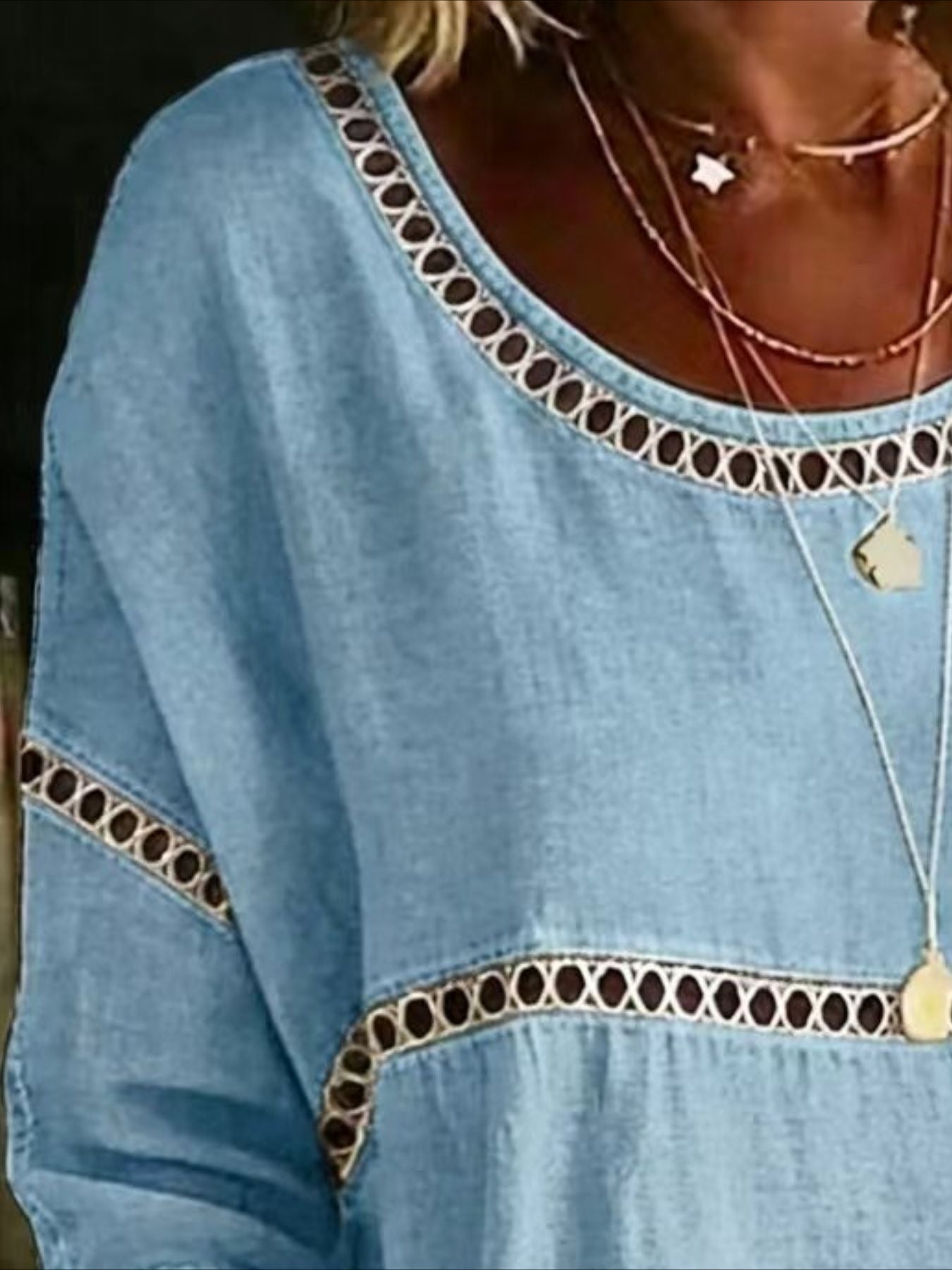 Flower Printed Mid Sleeve Pleated Round Neck Top
