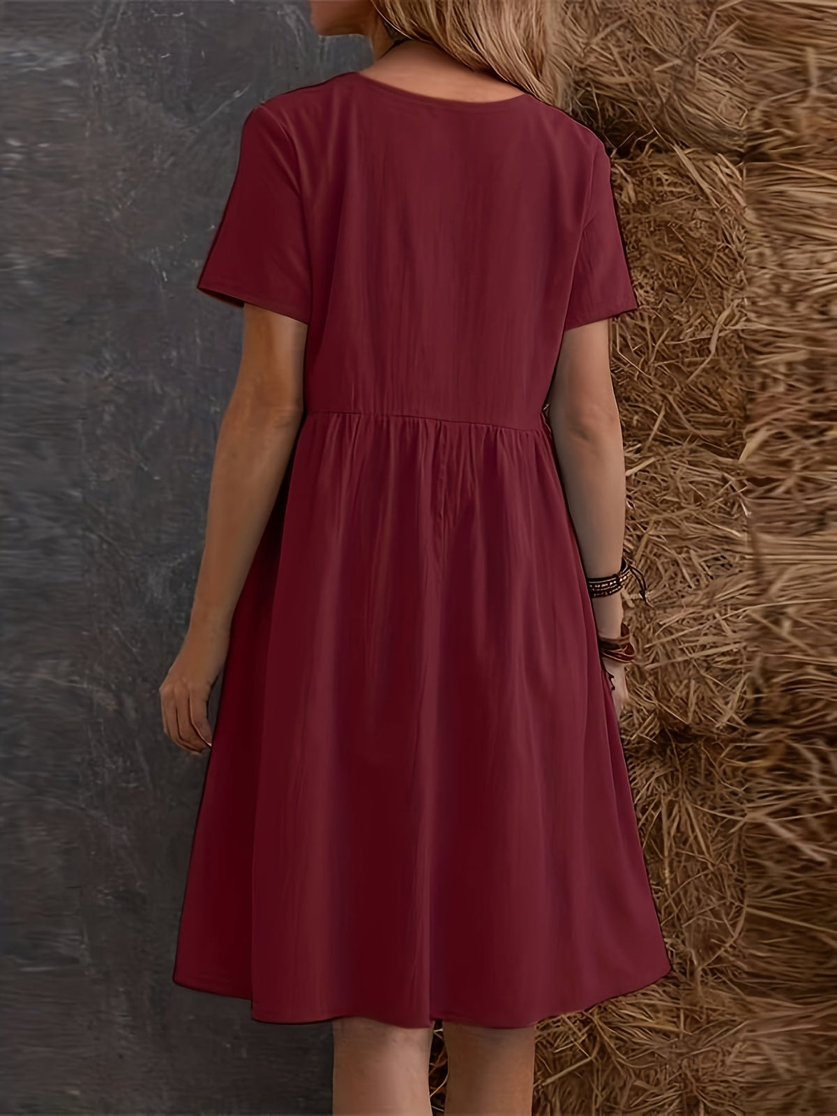 Women's Casual Short Sleeve Dress with Pockets