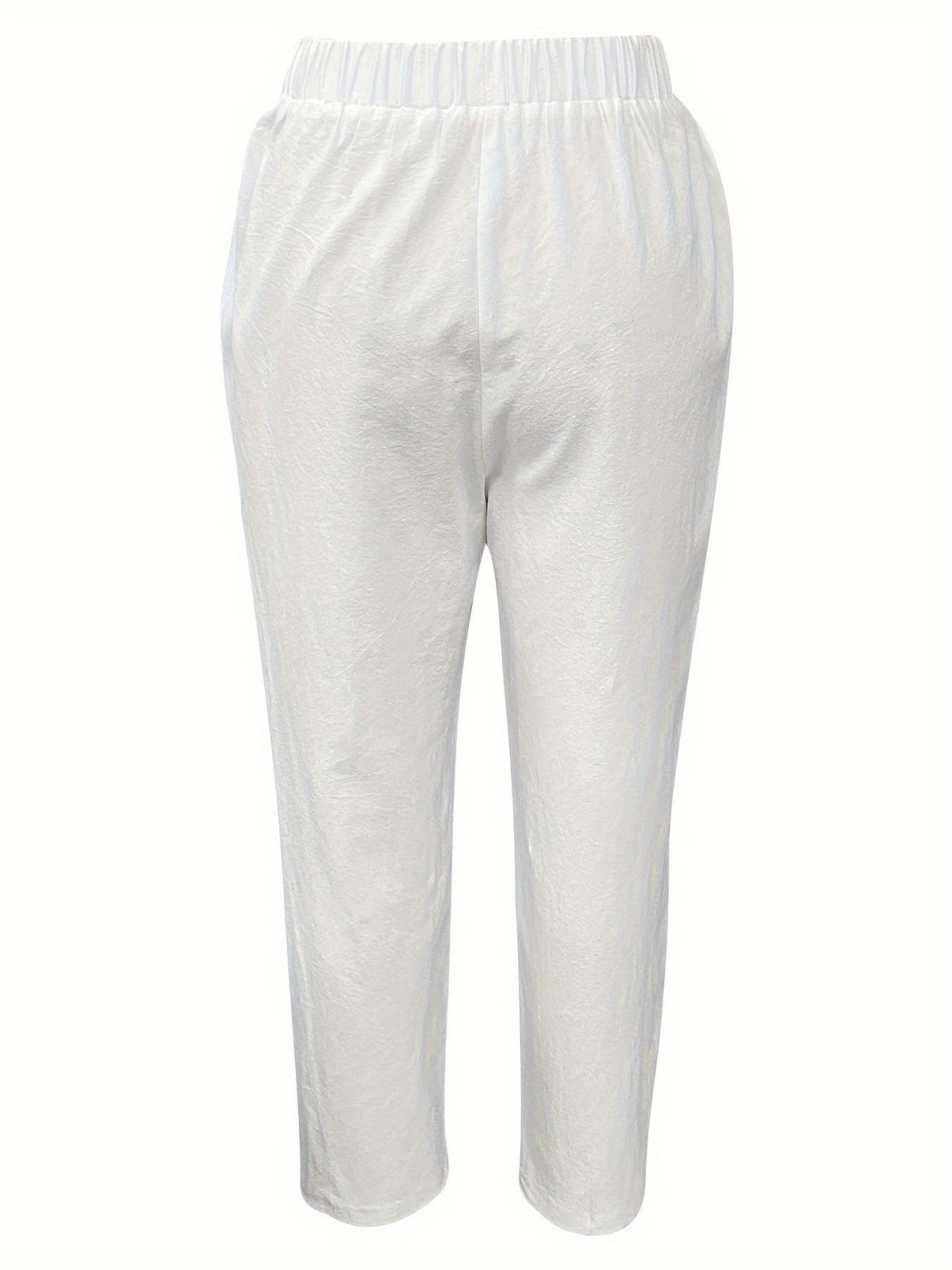 Women'S Elegant Casual Blue Straight-Leg Pants with Pearl Embellishments